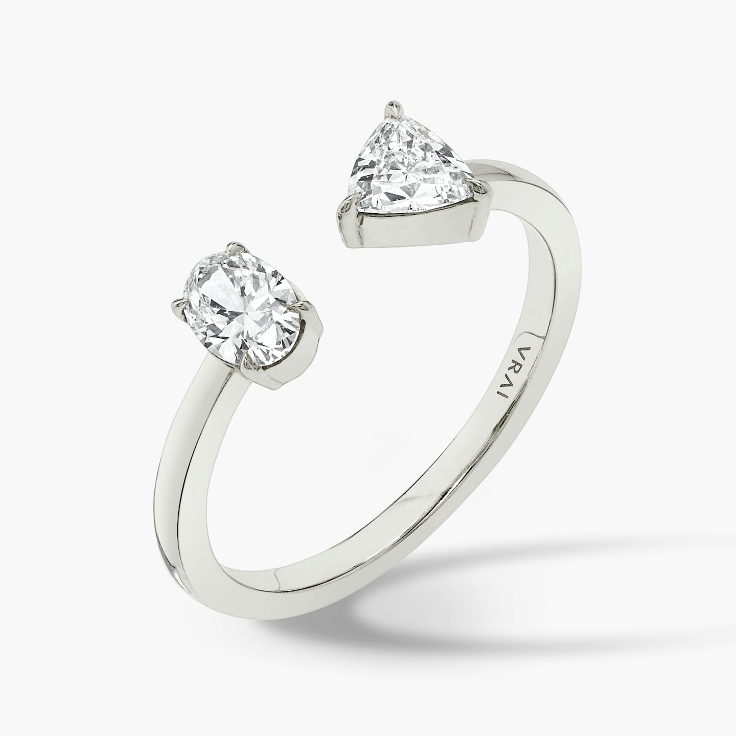 Mixed Cuff Ring | Oval and Trillion | 14k | White Gold