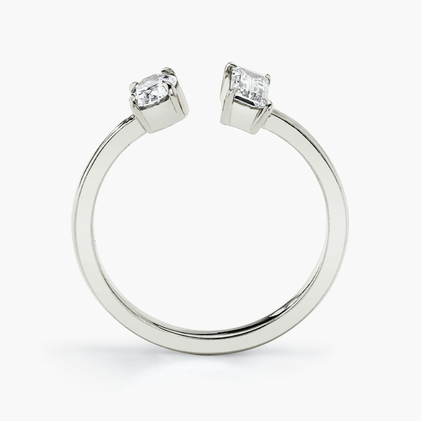 Mixed Cuff Ring | Baguette and Oval | 14k | White Gold