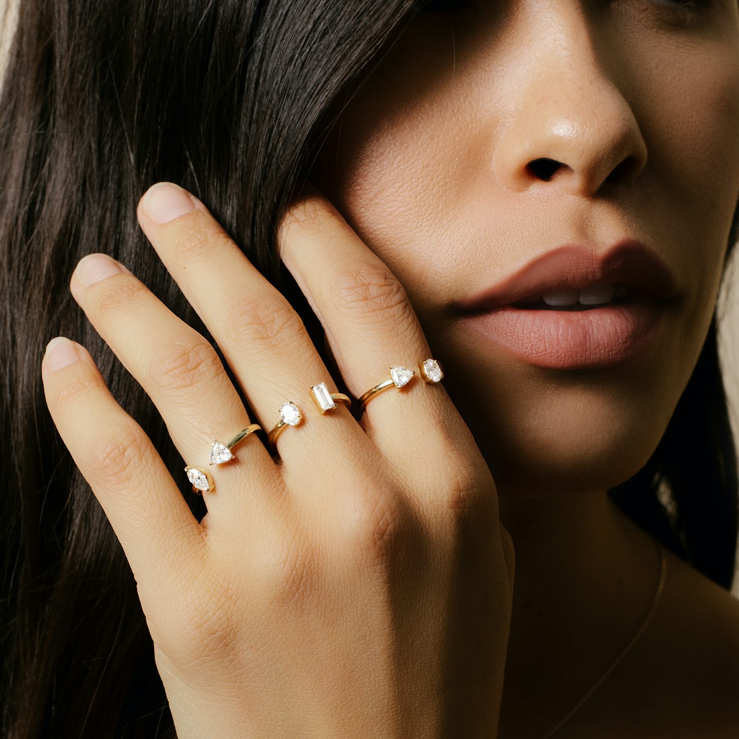 Mixed Cuff Ring | Baguette and Oval | 14k | Yellow Gold