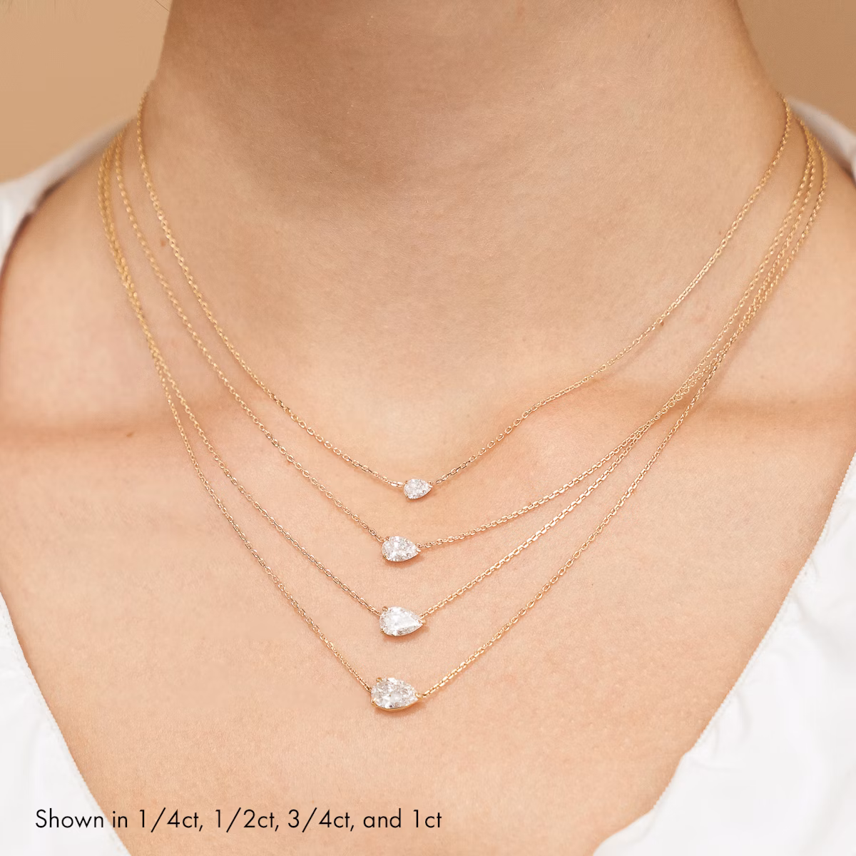 VRAI Solitaire Necklace | Pear | 14k | Yellow Gold | diamondColor: near-colorless | caratWeight: 0.25ct