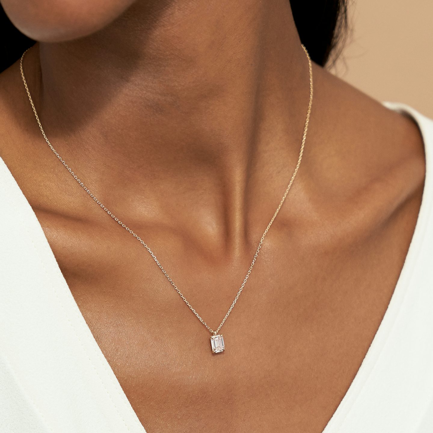 VRAI Solitaire Pendant | Emerald | 14k | Rose Gold | caratWeight: 1.0ct