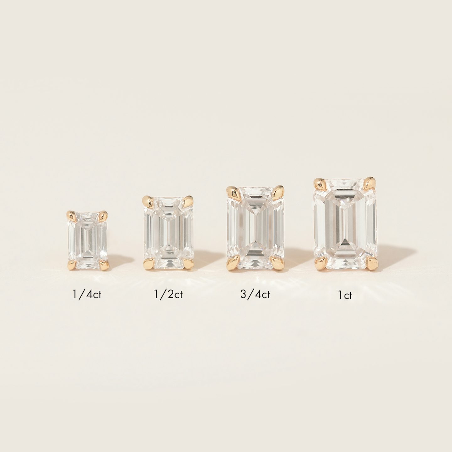 VRAI Solitaire Stud | Emerald | 14k | Rose Gold | diamondColor: near-colorless | caratWeight: 1.0ct