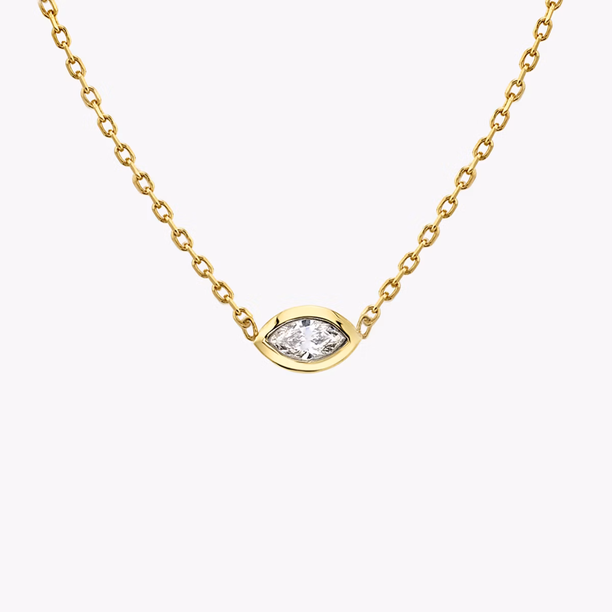Knife-Edge Bezel Necklace | Marquise | 14k | Yellow Gold | chainLength: 16-18