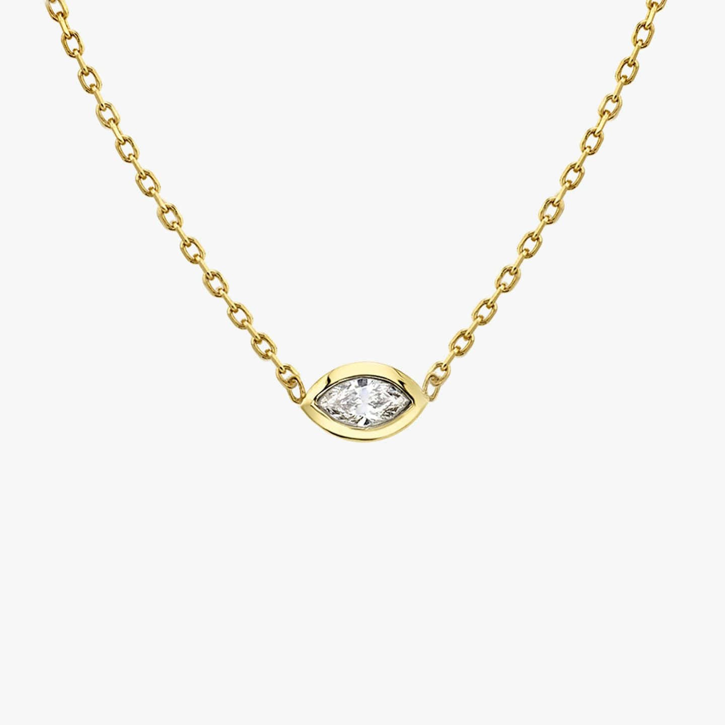 Knife-Edge Bezel Necklace | Marquise | 14k | Yellow Gold | chainLength: 16-18