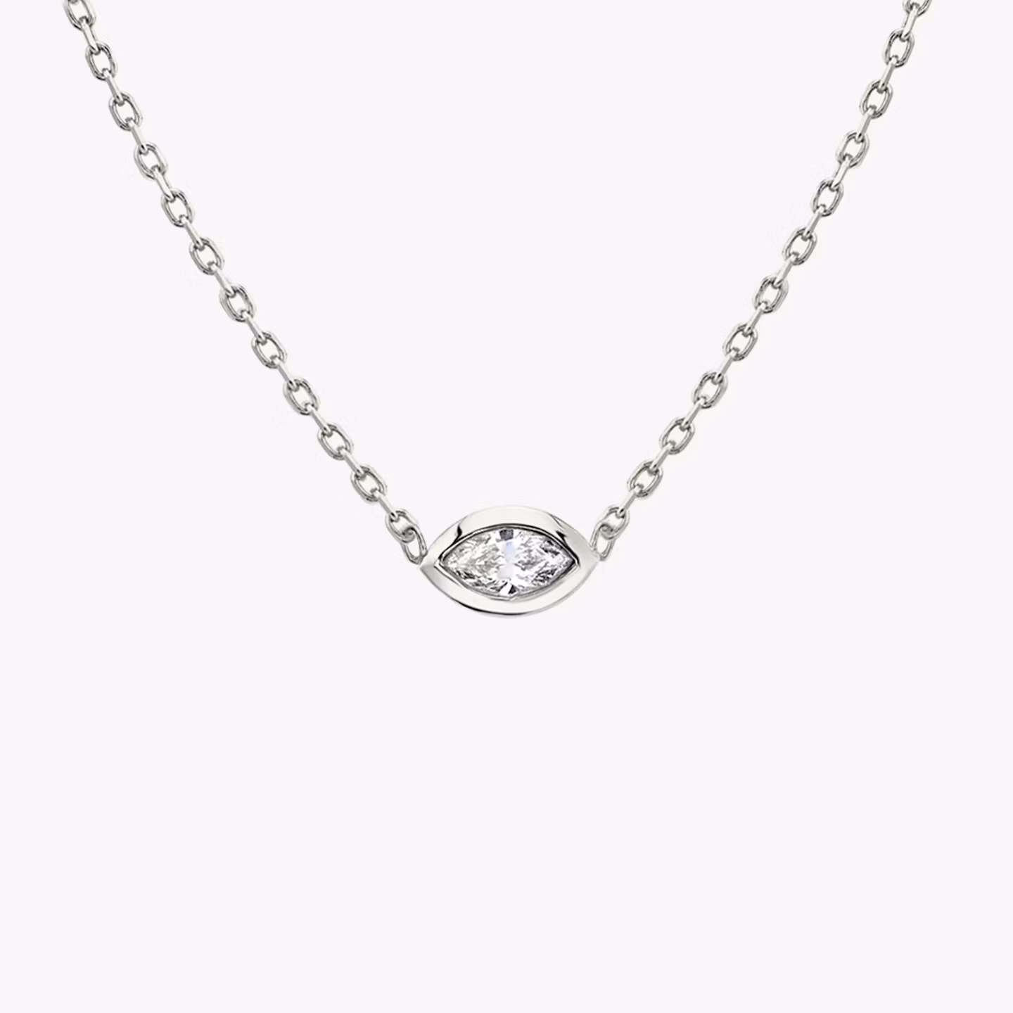 Knife-Edge Bezel Necklace Marquise | White Gold