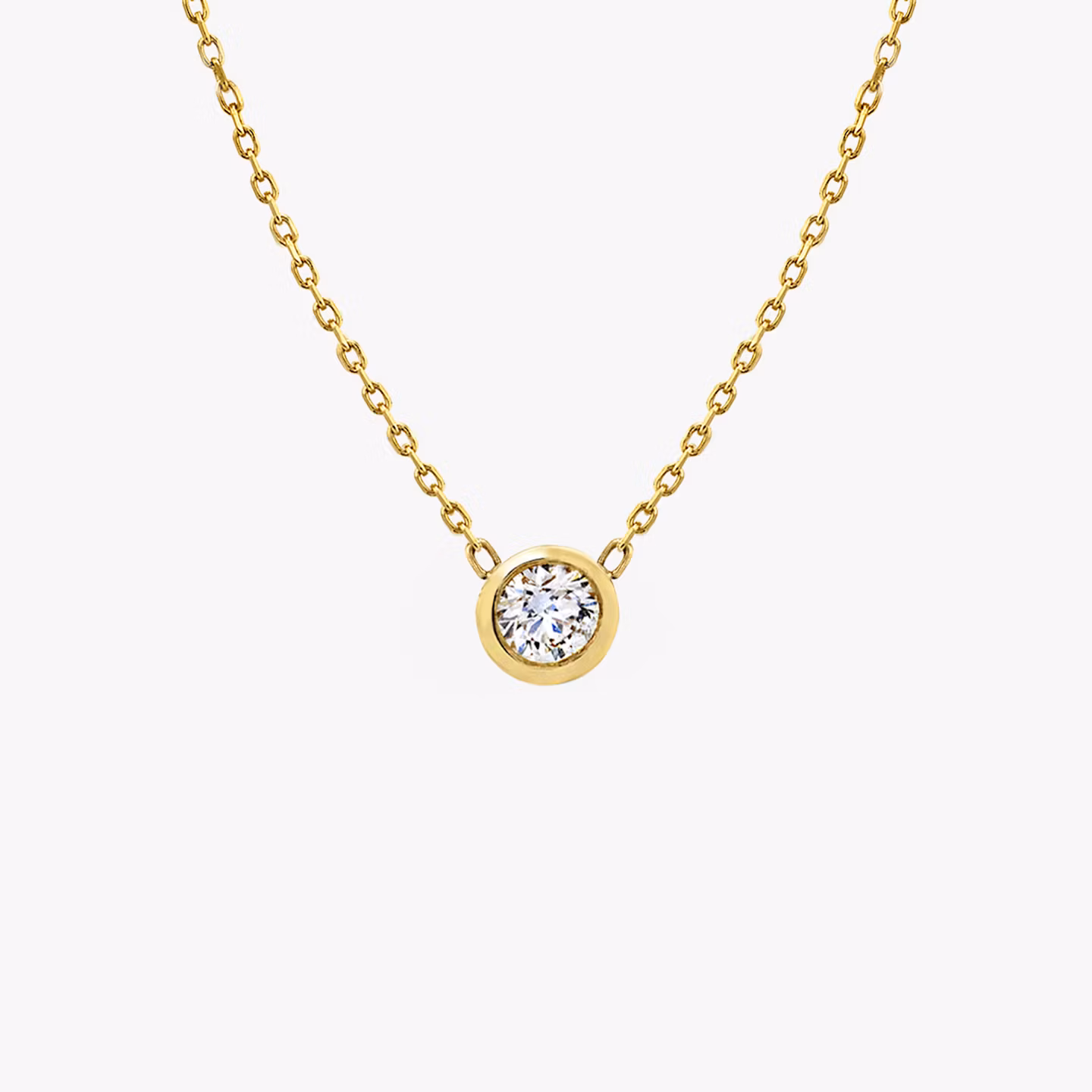 Knife-Edge Bezel Necklace Round Brilliant | Yellow Gold