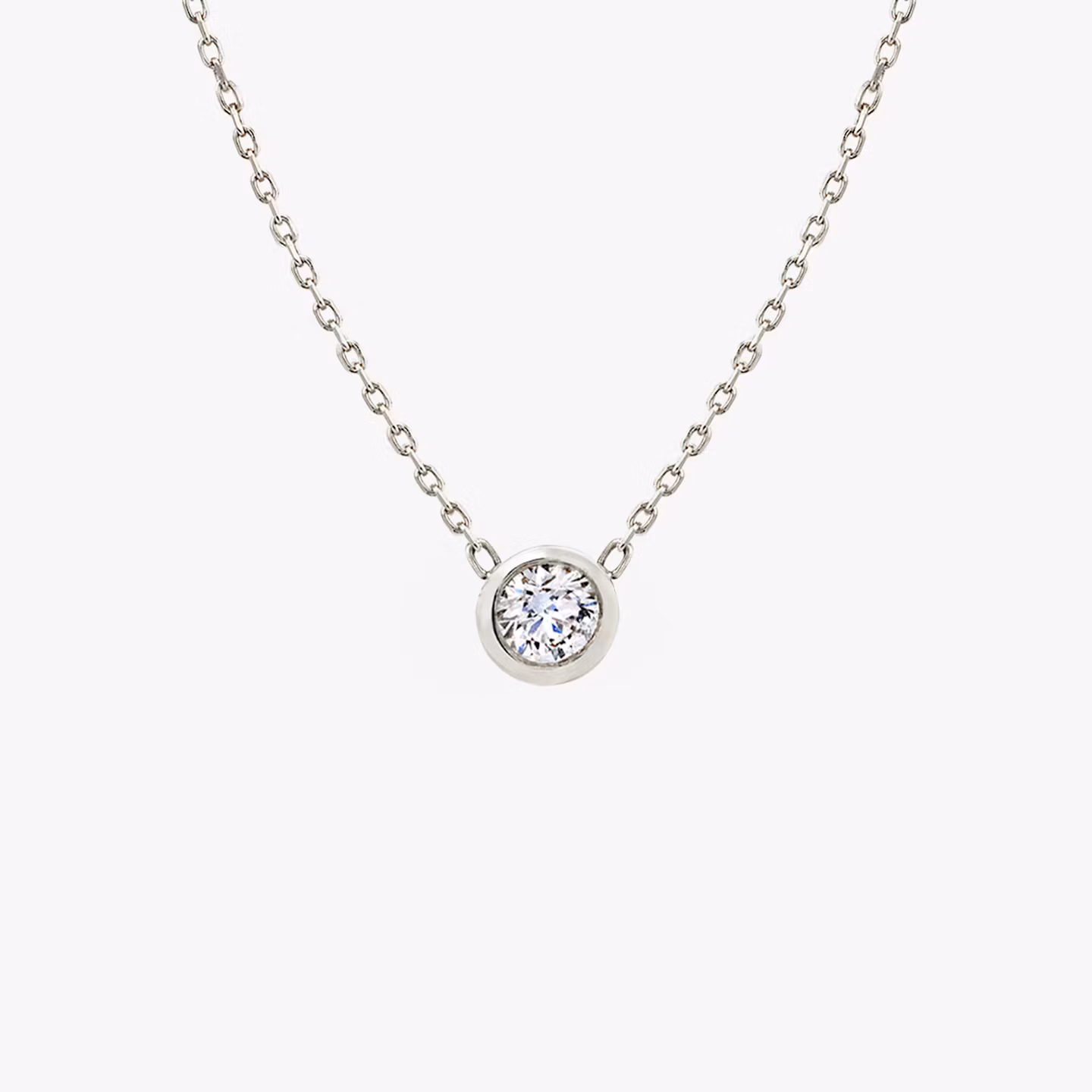 Knife-Edge Bezel Necklace Round Brilliant | White Gold