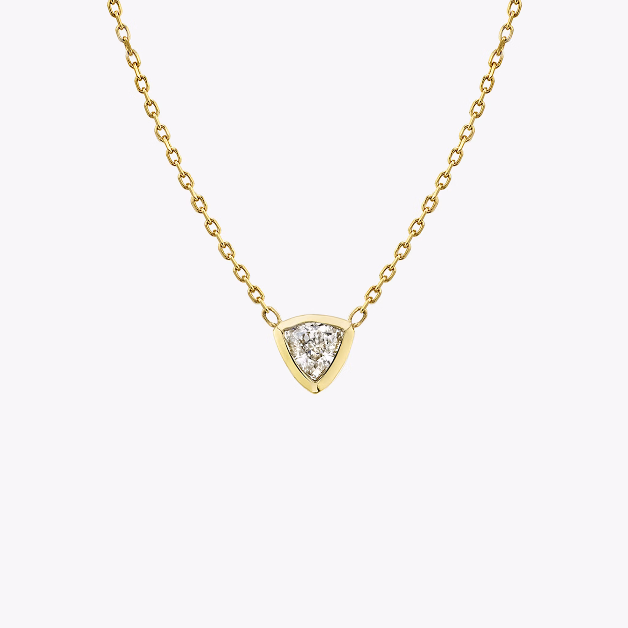 Knife-Edge Bezel Necklace | Trillion | 14k | Yellow Gold | chainLength: 16-18