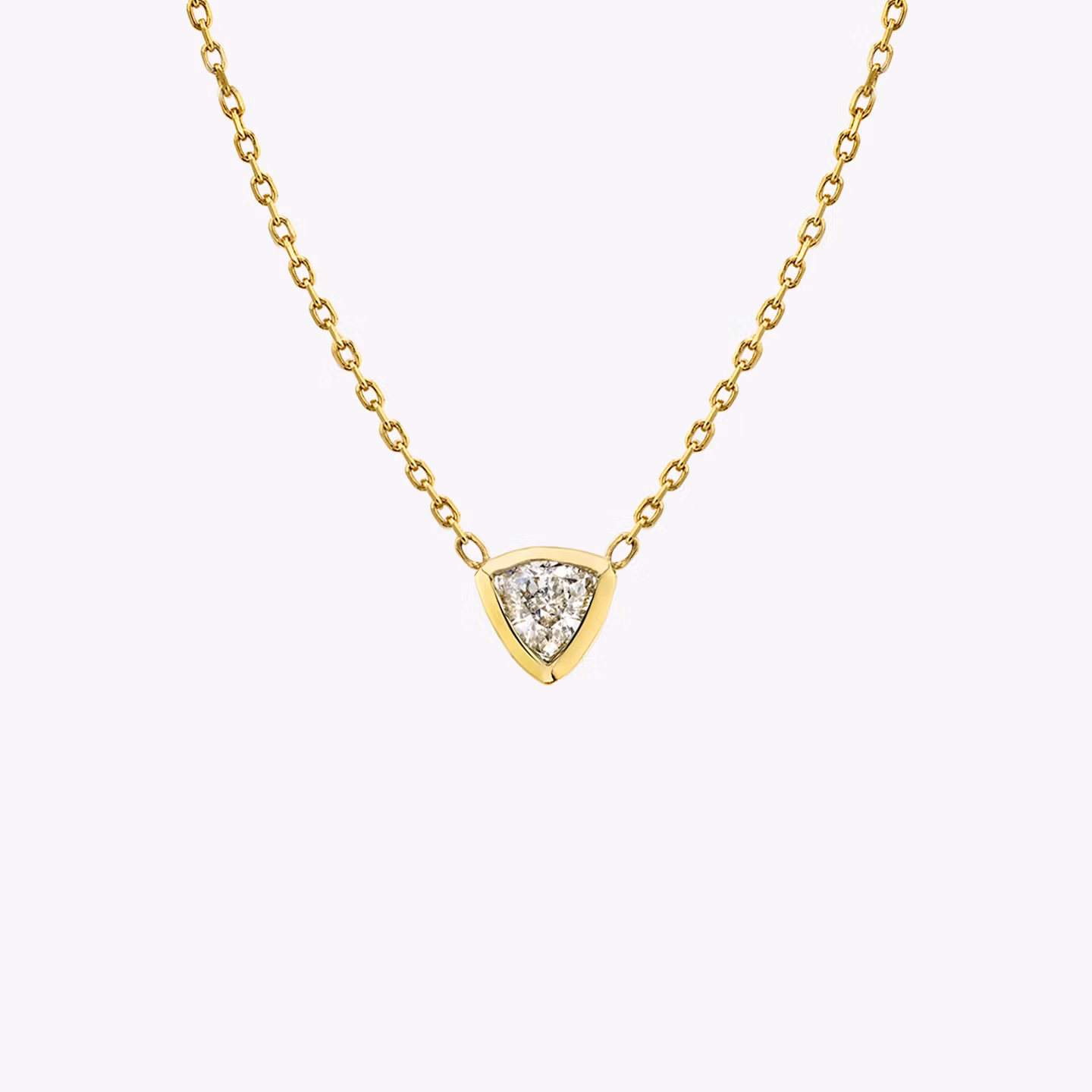 Knife-Edge Bezel Necklace Trillion | Yellow Gold