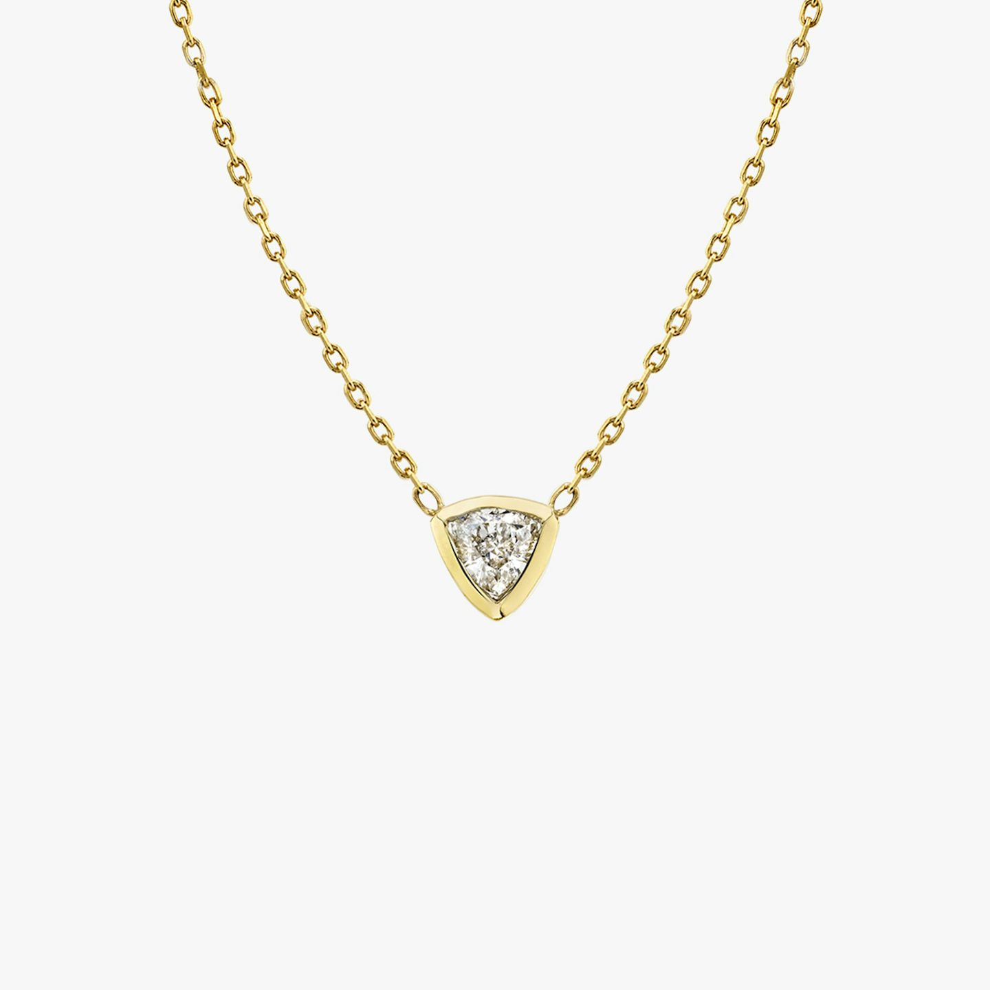 Knife-Edge Bezel Necklace | Trillion | 14k | Yellow Gold | chainLength: 16-18