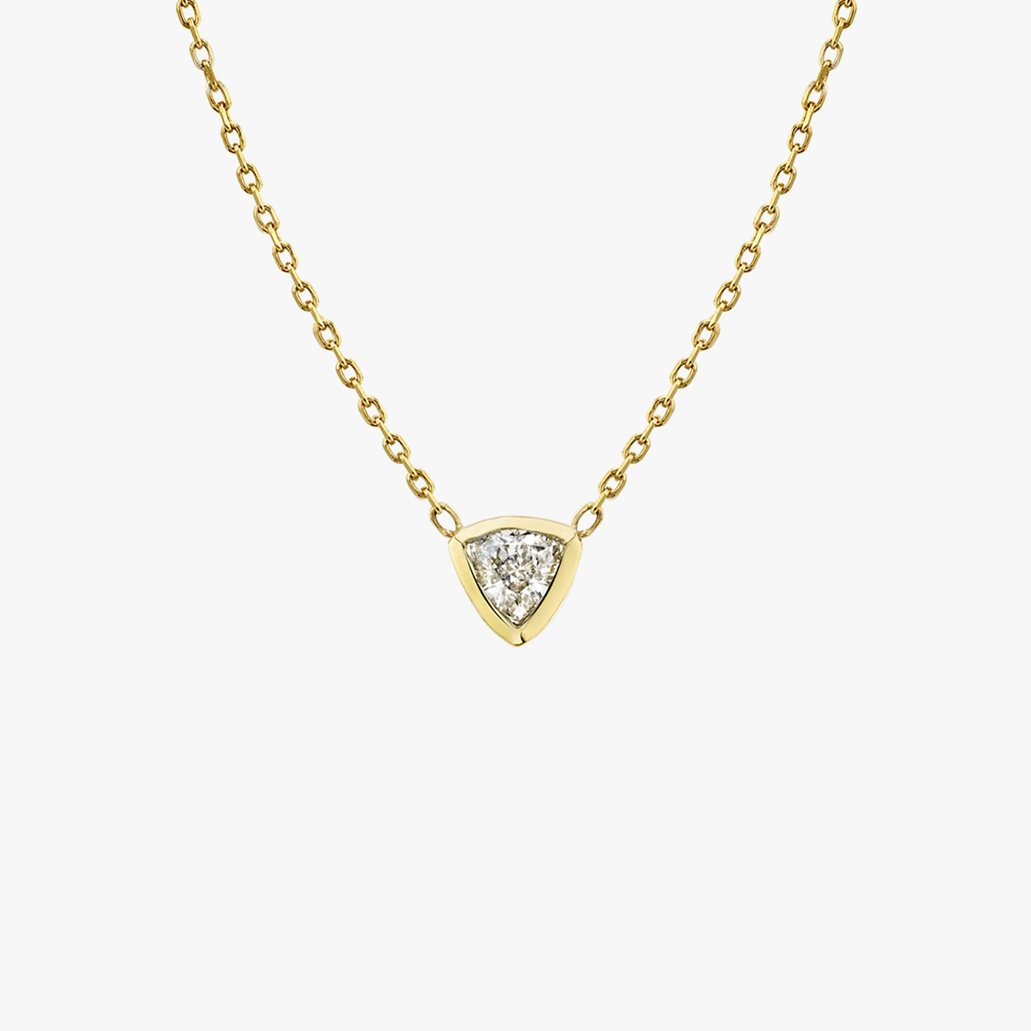 Knife-Edge Bezel Necklace | Trillion | 14k | Yellow Gold | chainLength: 16-18