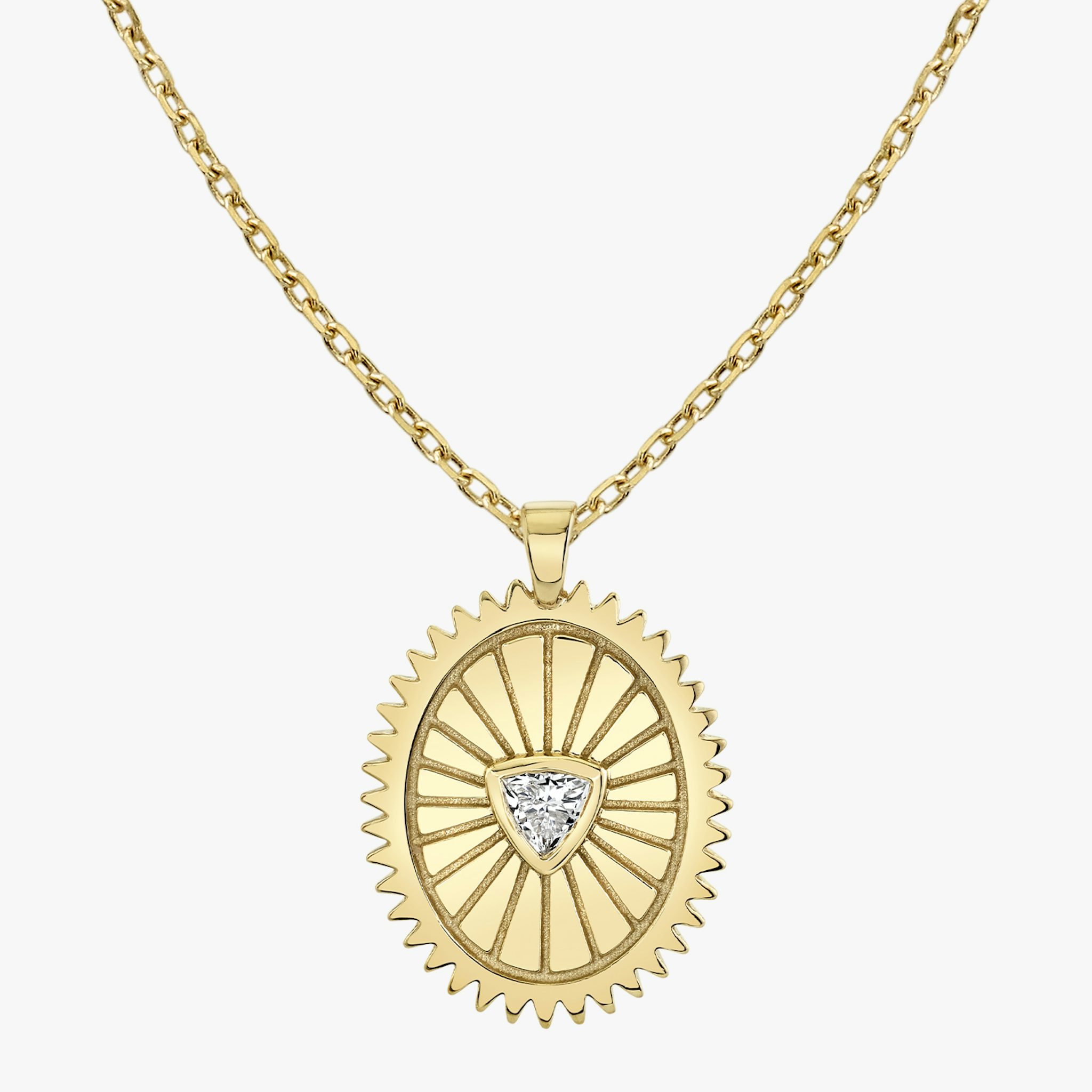 Inner Fire Medallion | Trillion | 14k | Yellow Gold | chainLength: 16-18