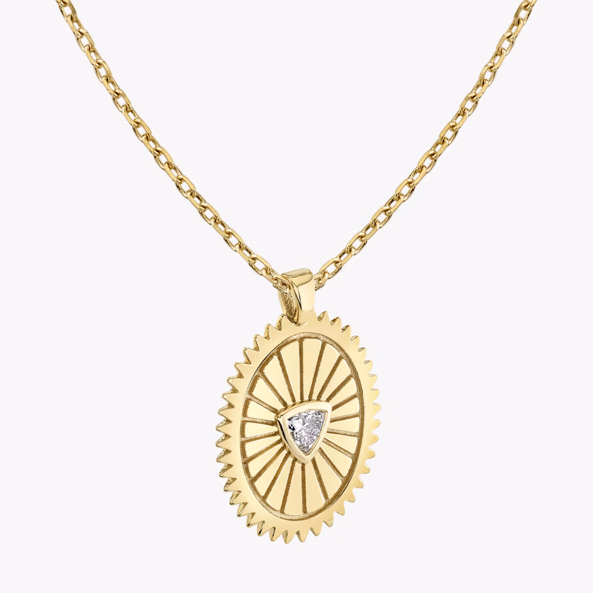 Inner Fire Medallion | Trillion | 14k | Yellow Gold | chainLength: 16-18