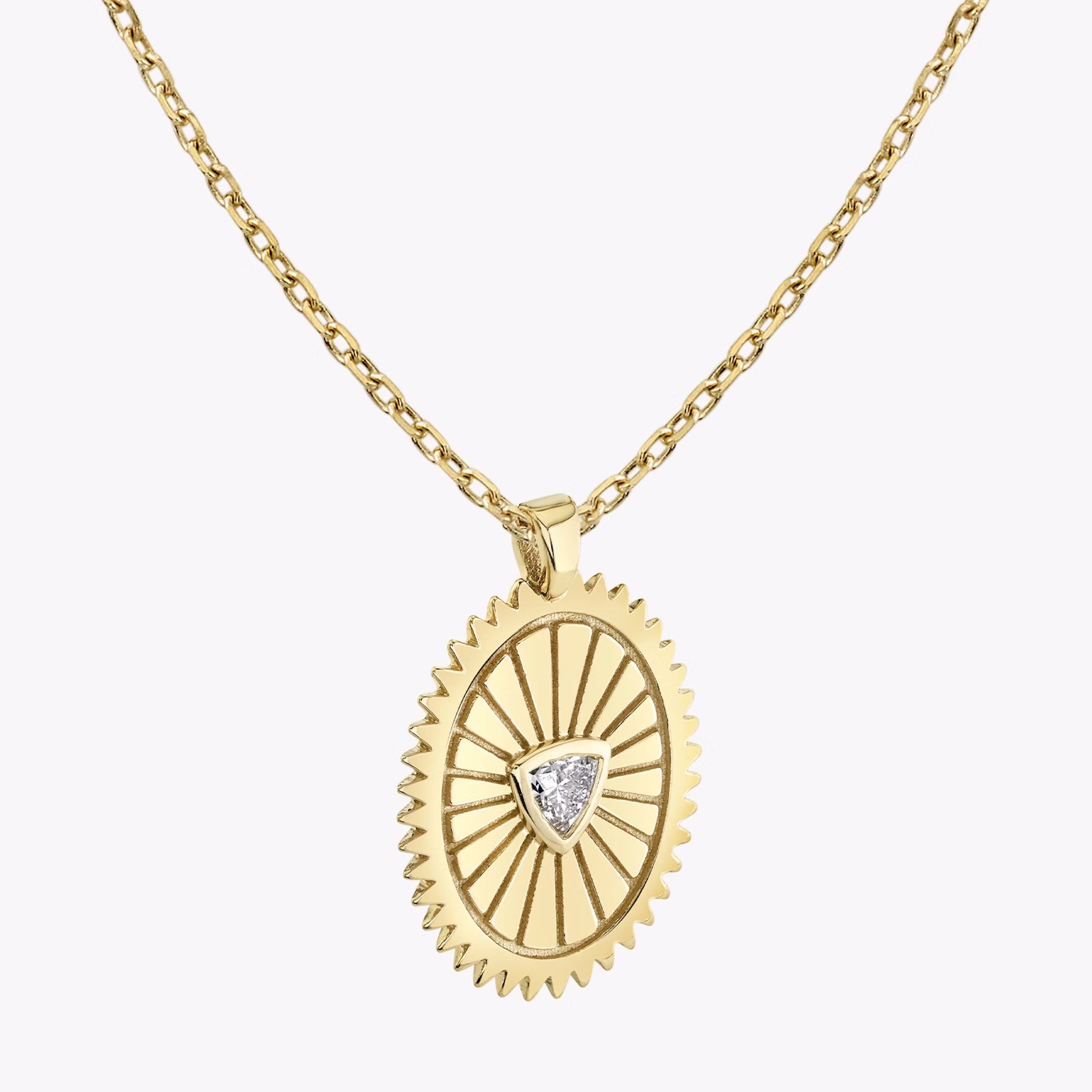 Inner Fire Medallion | Trillion | 14k | Yellow Gold | chainLength: 16-18
