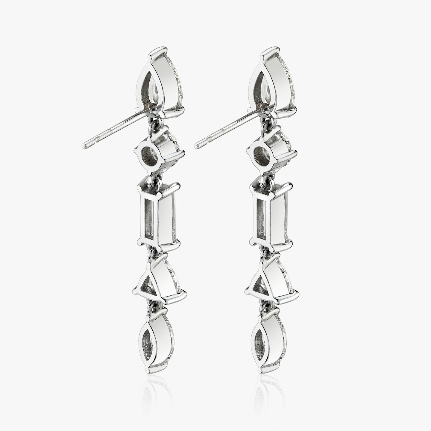 Mixed Drop Earring | pear+round-brilliant+baguette+trillion+marquise | 14k | White Gold
