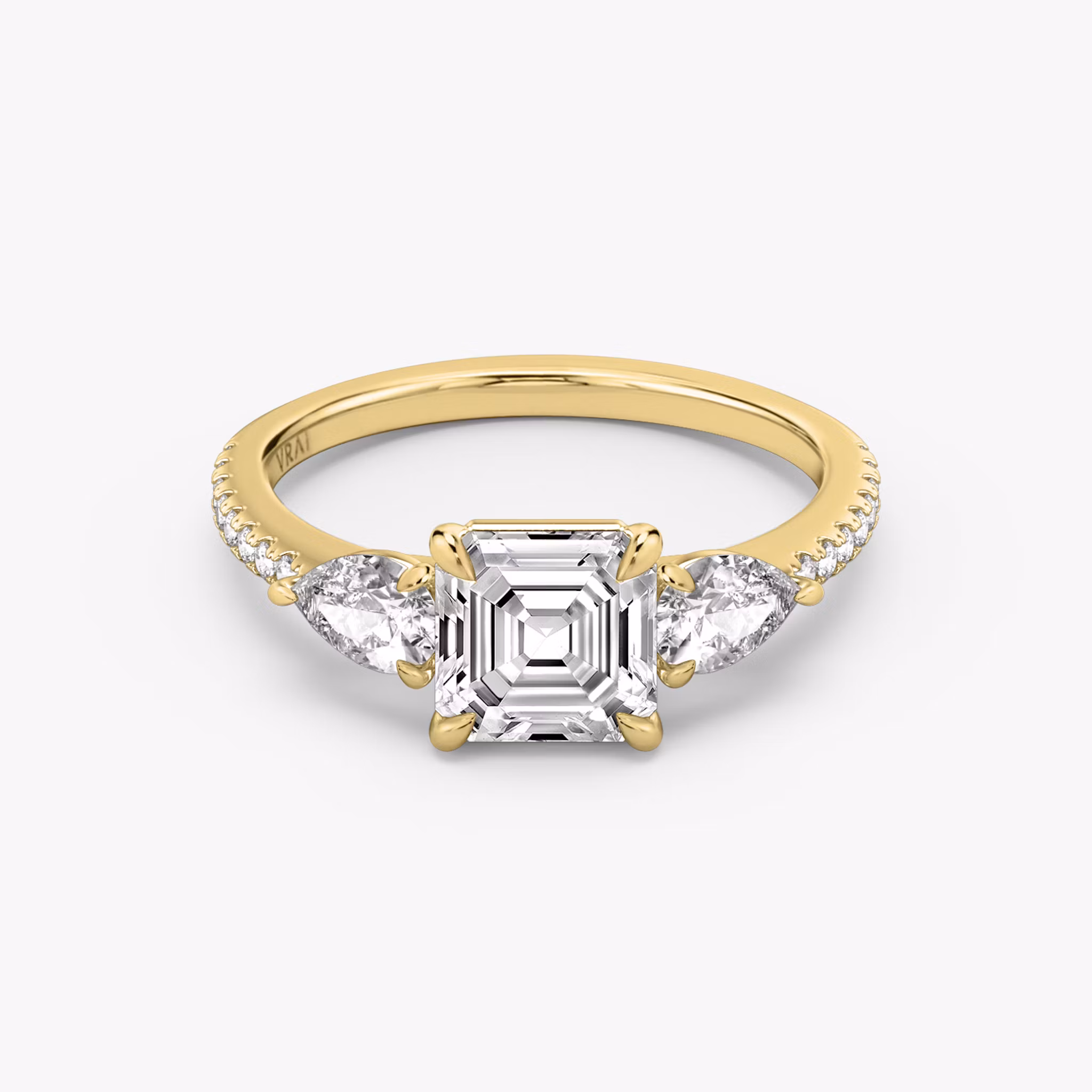 Three Stone Asscher | Yellow Gold