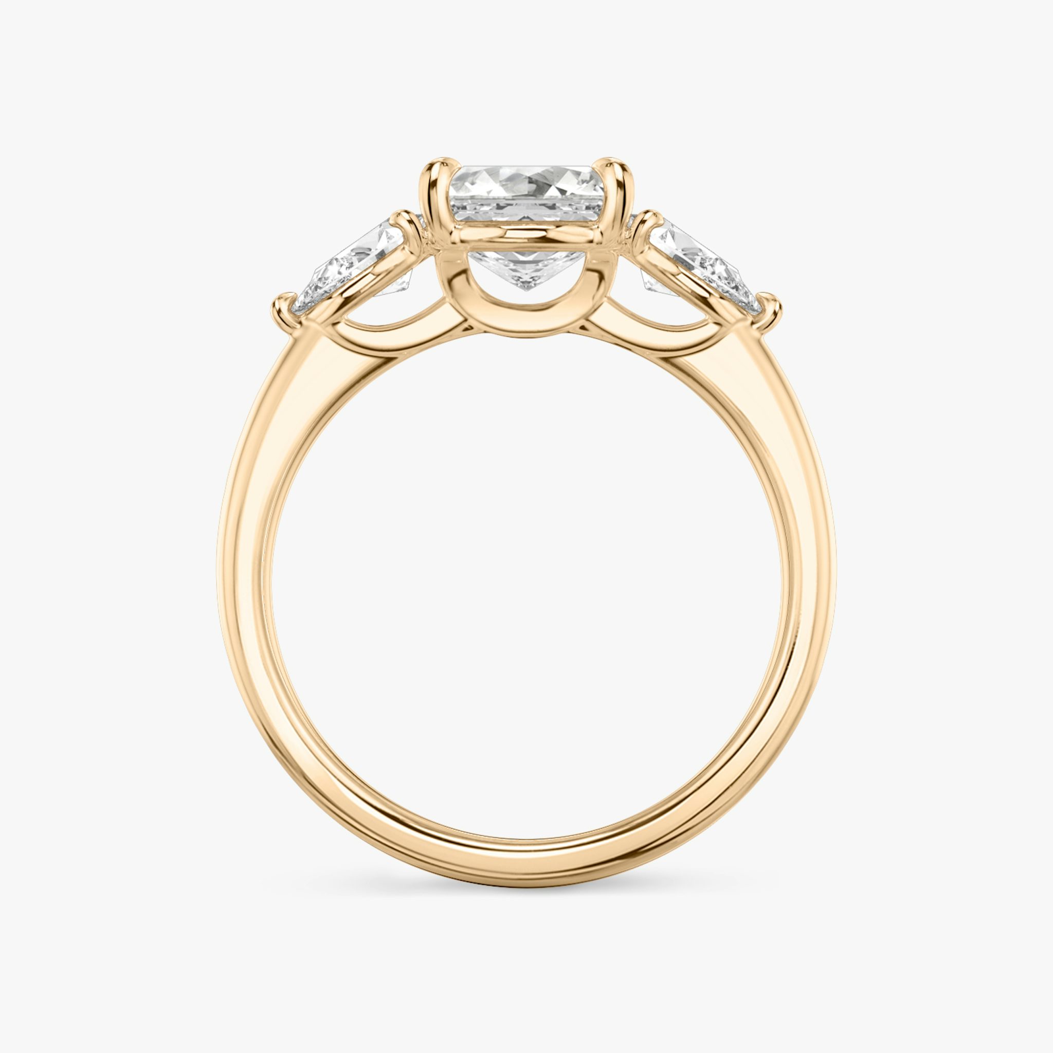 The Three Stone | Asscher | 14k | Rose Gold | bandAccent: Plain | sideStoneCarat: 0.25ct | sideStoneShape: Pear | diamondOrientation: vertical | caratWeight: other