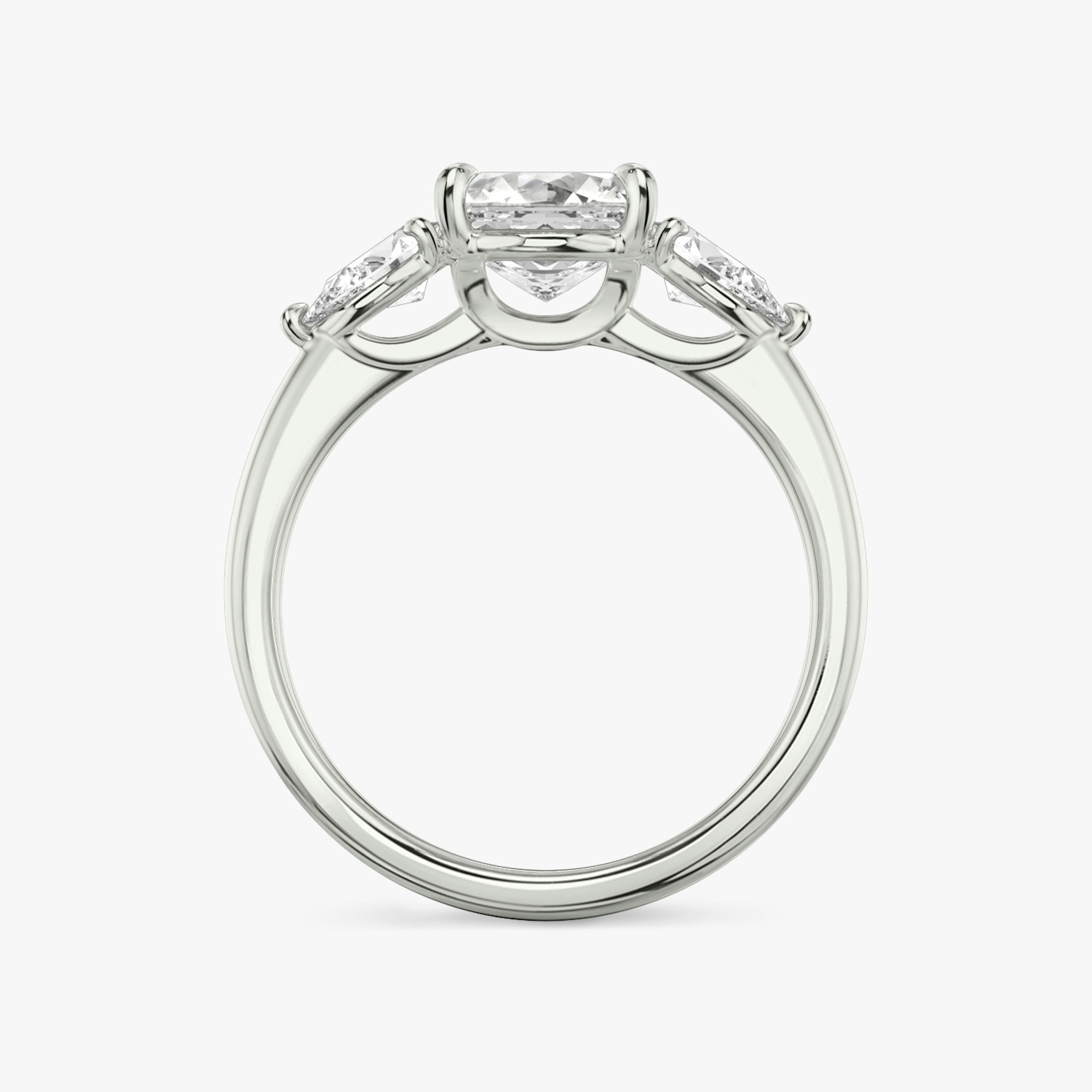 The Three Stone | Asscher | Platinum | bandAccent: Plain | sideStoneCarat: 0.25ct | sideStoneShape: Pear | diamondOrientation: vertical | caratWeight: other