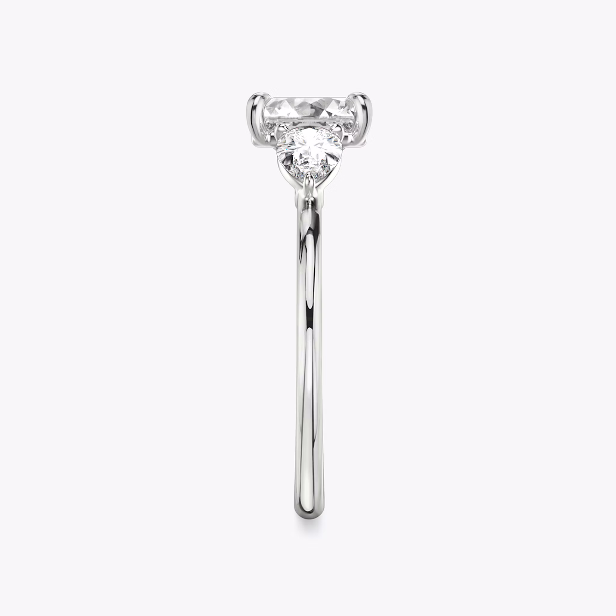 The Three Stone | Asscher | Platinum | bandAccent: Plain | sideStoneCarat: 0.25ct | sideStoneShape: Pear | diamondOrientation: vertical | caratWeight: other