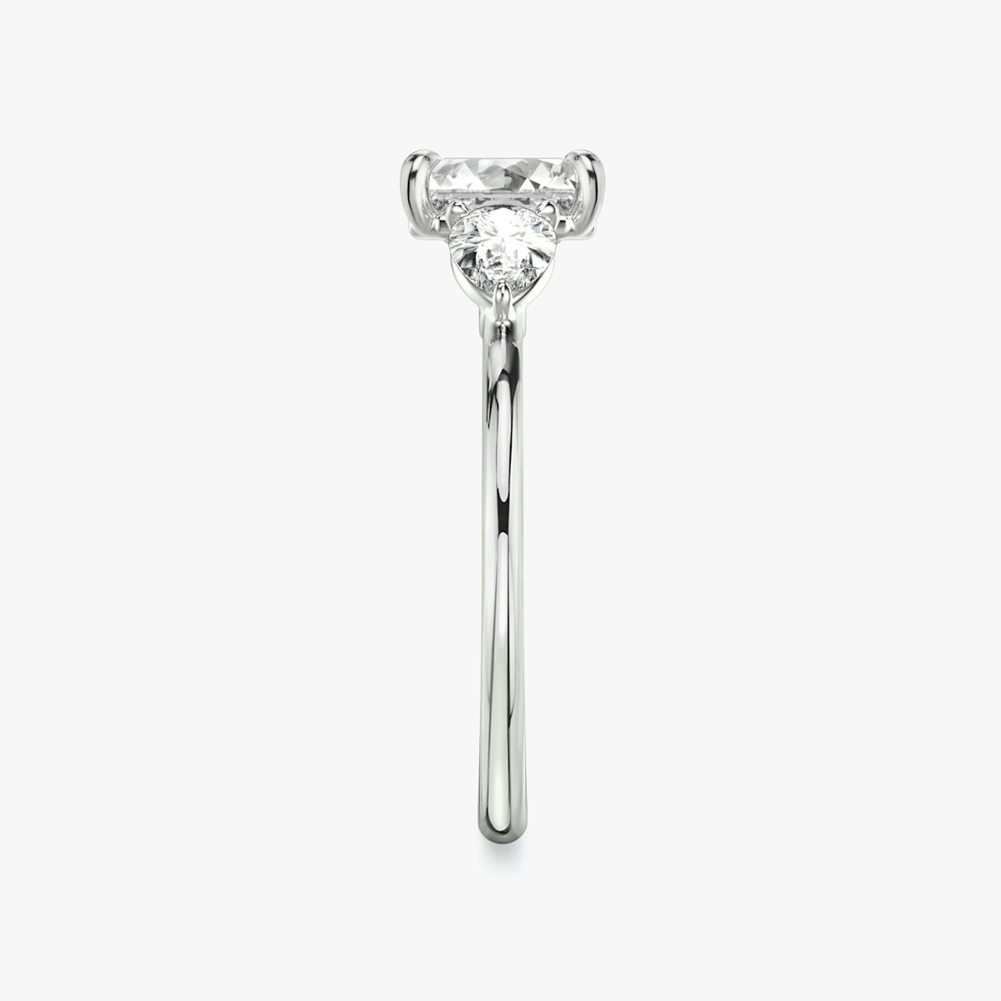The Three Stone | Asscher | 18k | White Gold | bandAccent: Plain | sideStoneCarat: 0.25ct | sideStoneShape: Pear | diamondOrientation: vertical | caratWeight: other