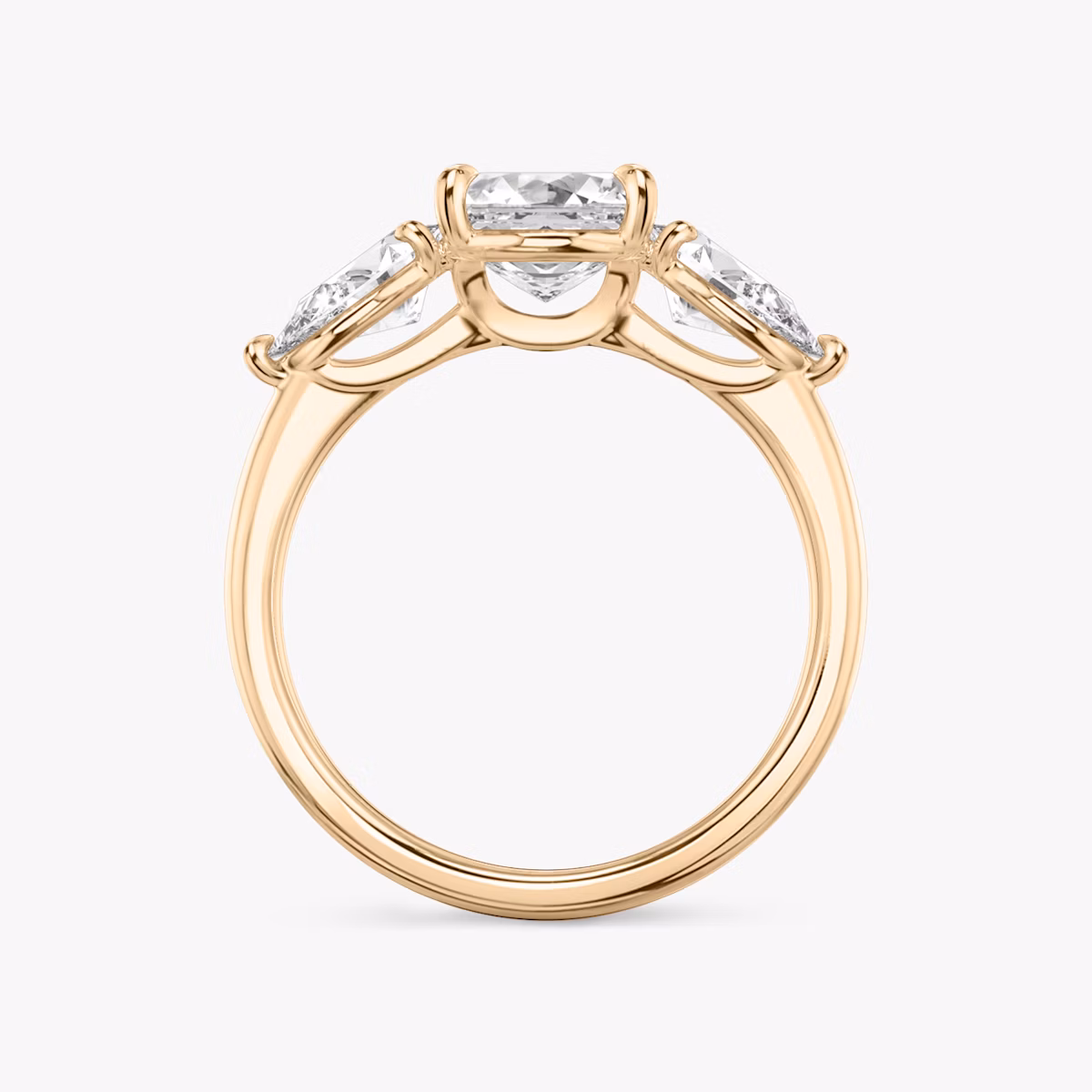 The Three Stone | Asscher | 14k | Rose Gold | bandAccent: Plain | sideStoneCarat: 0.50ct | sideStoneShape: Pear | diamondOrientation: vertical | caratWeight: other