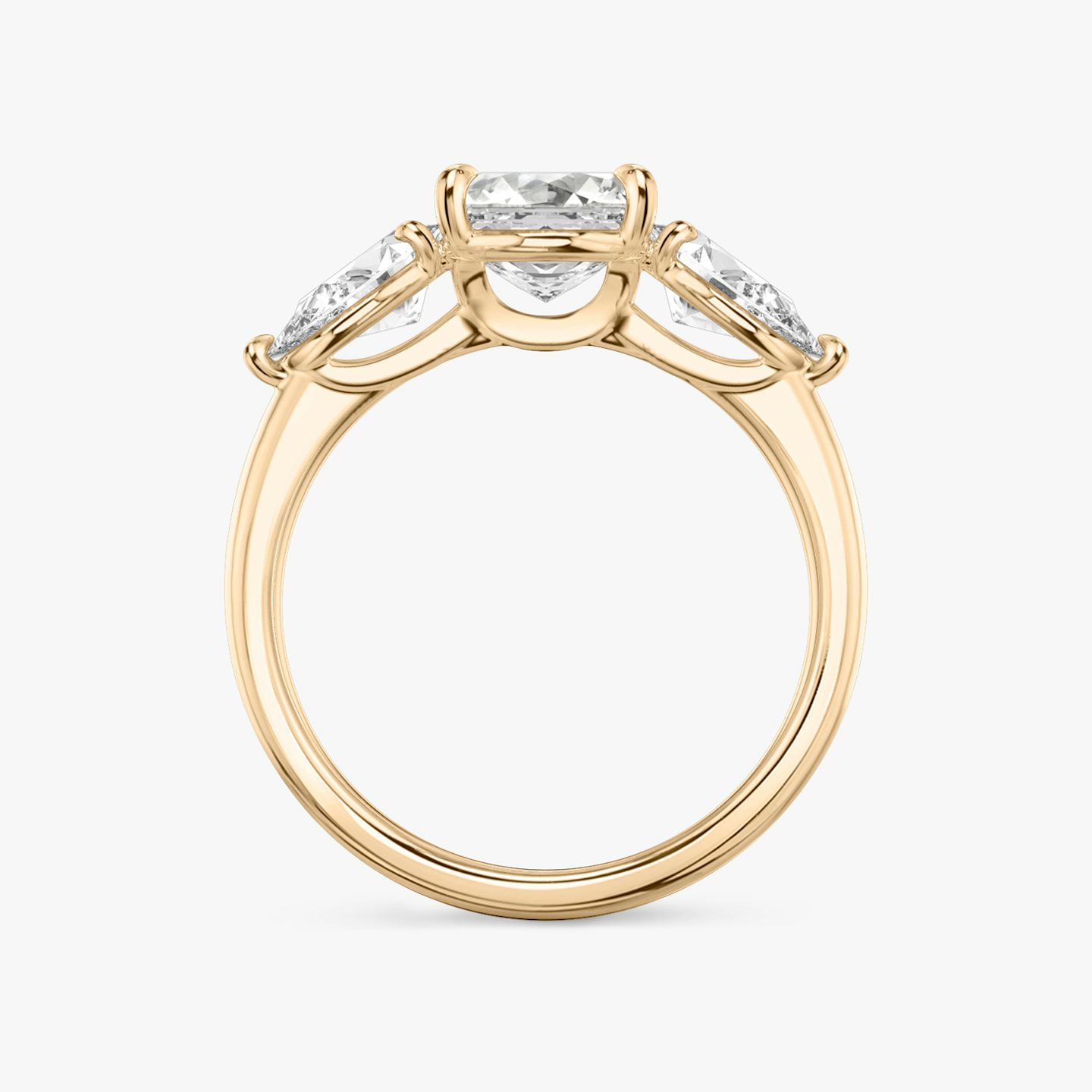 The Three Stone | Asscher | 14k | Rose Gold | bandAccent: Plain | sideStoneCarat: 0.50ct | sideStoneShape: Pear | diamondOrientation: vertical | caratWeight: other
