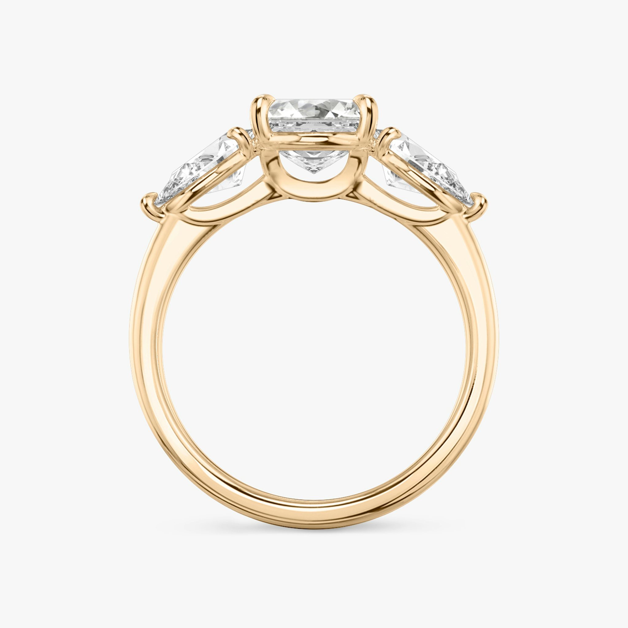 Anillo de compromiso Three Stone | Asscher | 14k | Oro rosa | bandAccent: Simple | sideStoneCarat: 0.50ct | sideStoneShape: Pera | diamondOrientation: vertical | caratWeight: other
