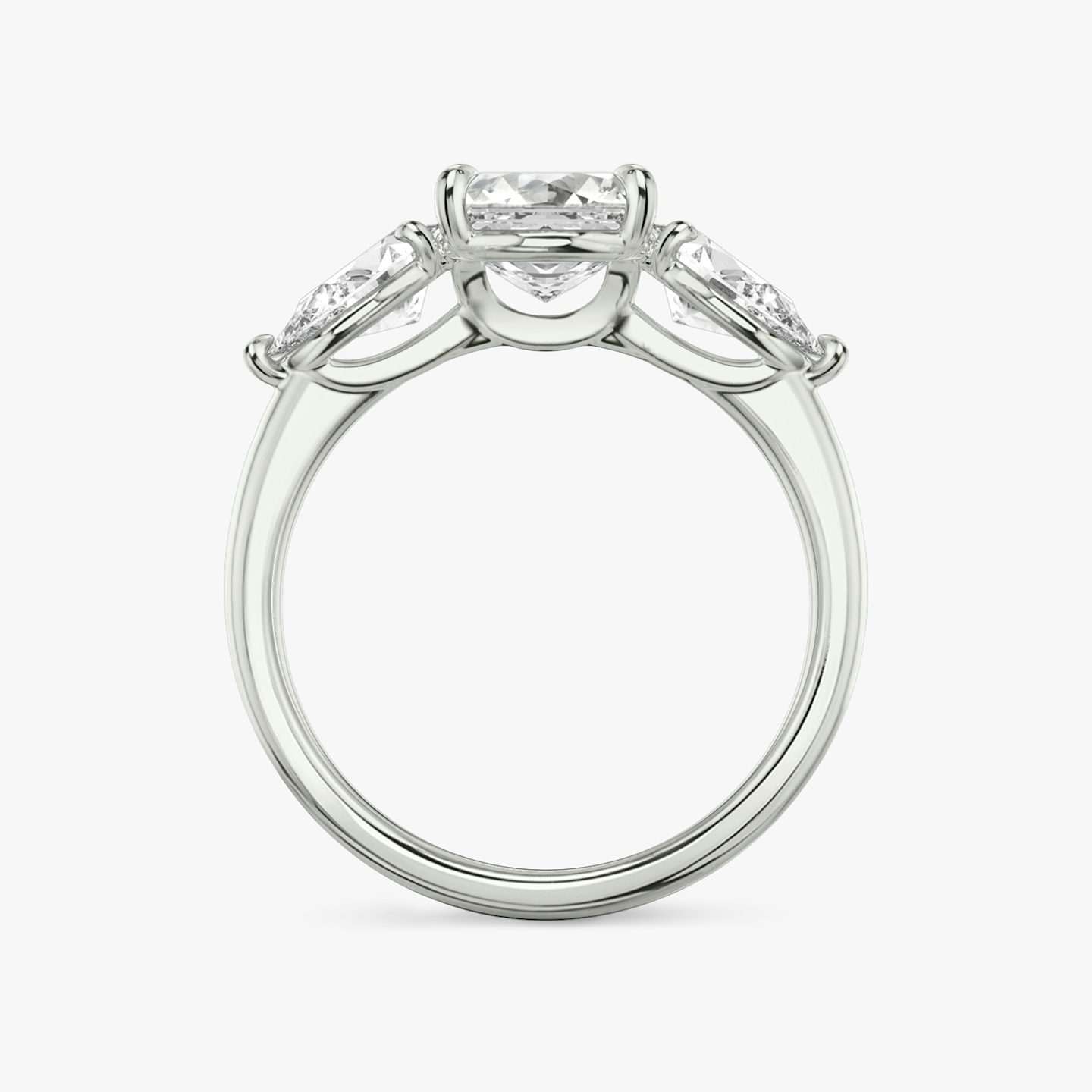 The Three Stone | Asscher | Platinum | bandAccent: Plain | sideStoneCarat: 0.50ct | sideStoneShape: Pear | diamondOrientation: vertical | caratWeight: other