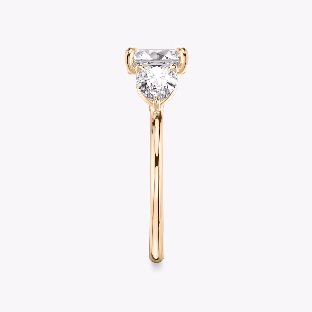 The Three Stone | Asscher | 14k | Rose Gold | bandAccent: Plain | sideStoneCarat: 0.50ct | sideStoneShape: Pear | diamondOrientation: vertical | caratWeight: other