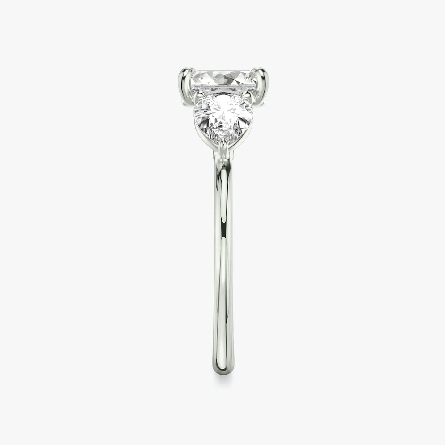 The Three Stone | Asscher | Platinum | bandAccent: Plain | sideStoneCarat: 0.50ct | sideStoneShape: Pear | diamondOrientation: vertical | caratWeight: other