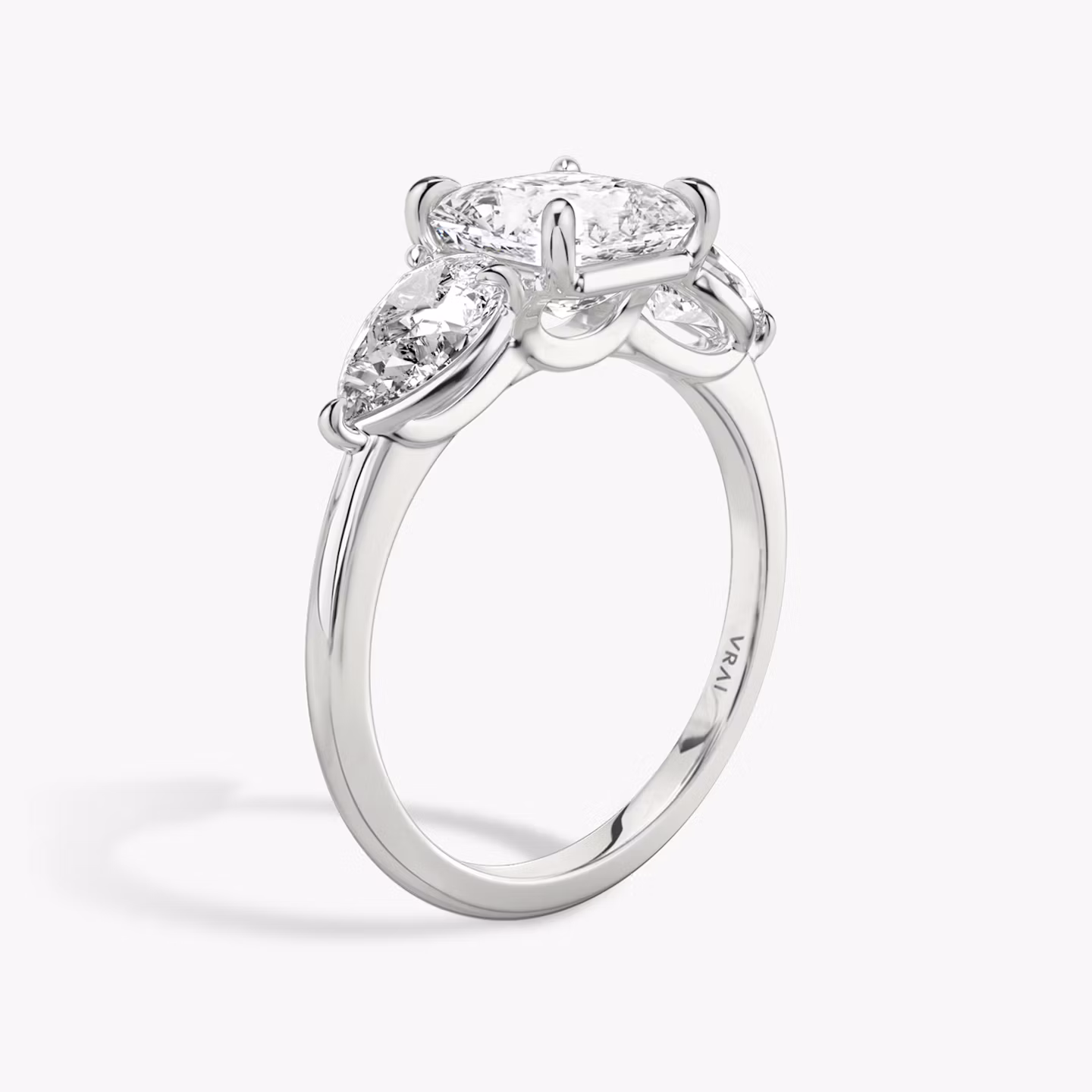 The Three Stone | Asscher | Platinum | bandAccent: Plain | sideStoneCarat: 0.50ct | sideStoneShape: Pear | diamondOrientation: vertical | caratWeight: other