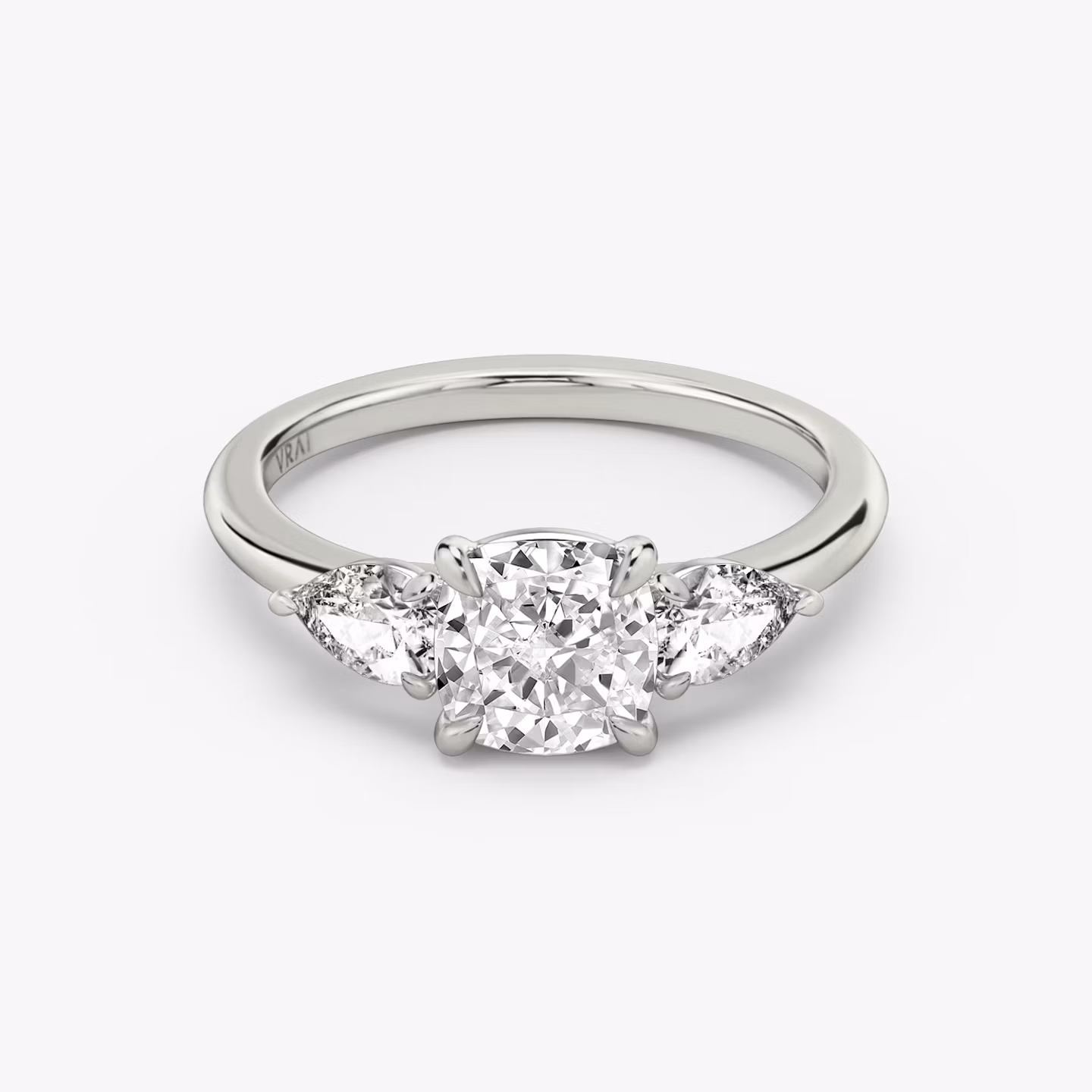 The Three Stone Cushion | Platinum