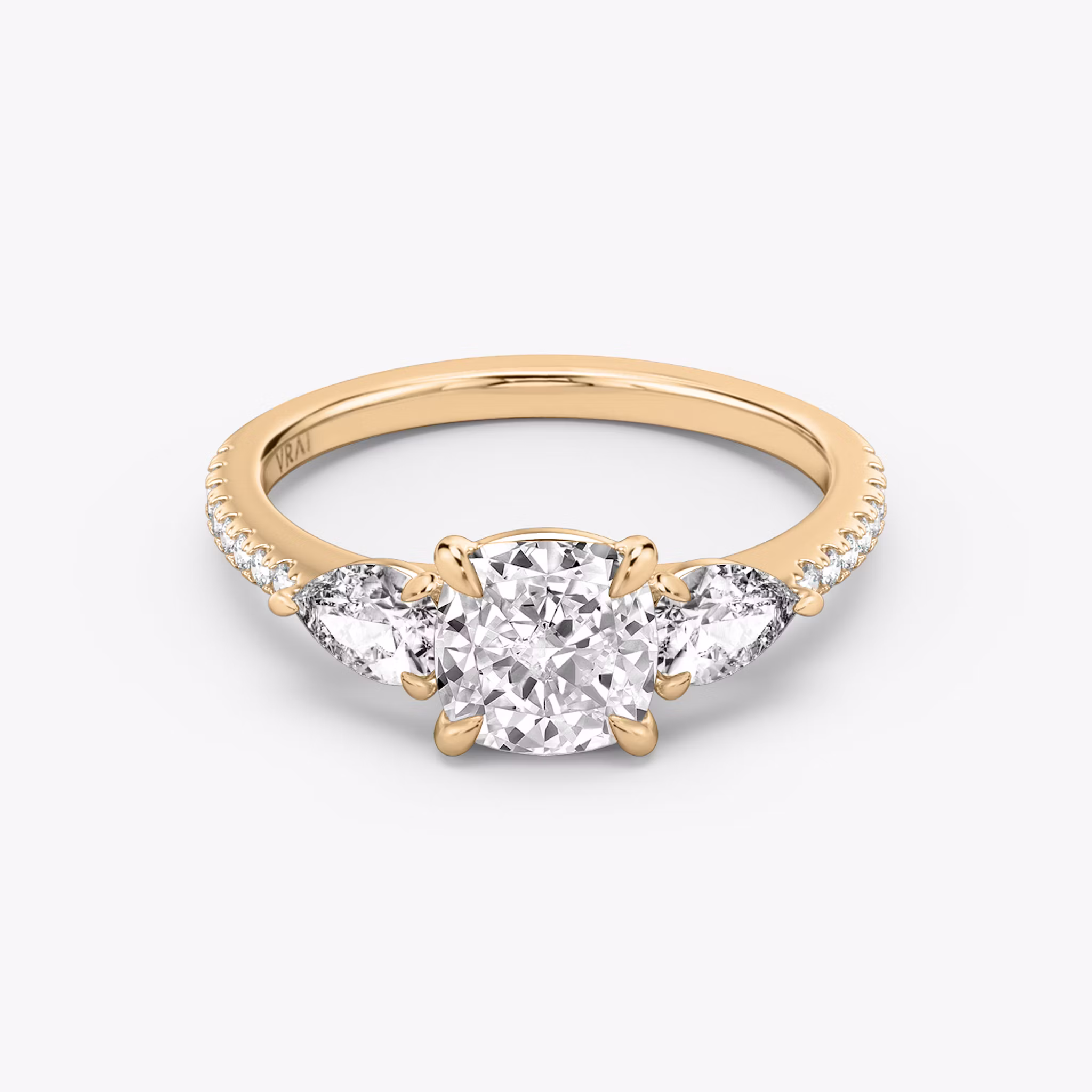 The Three Stone Cushion | Rose Gold