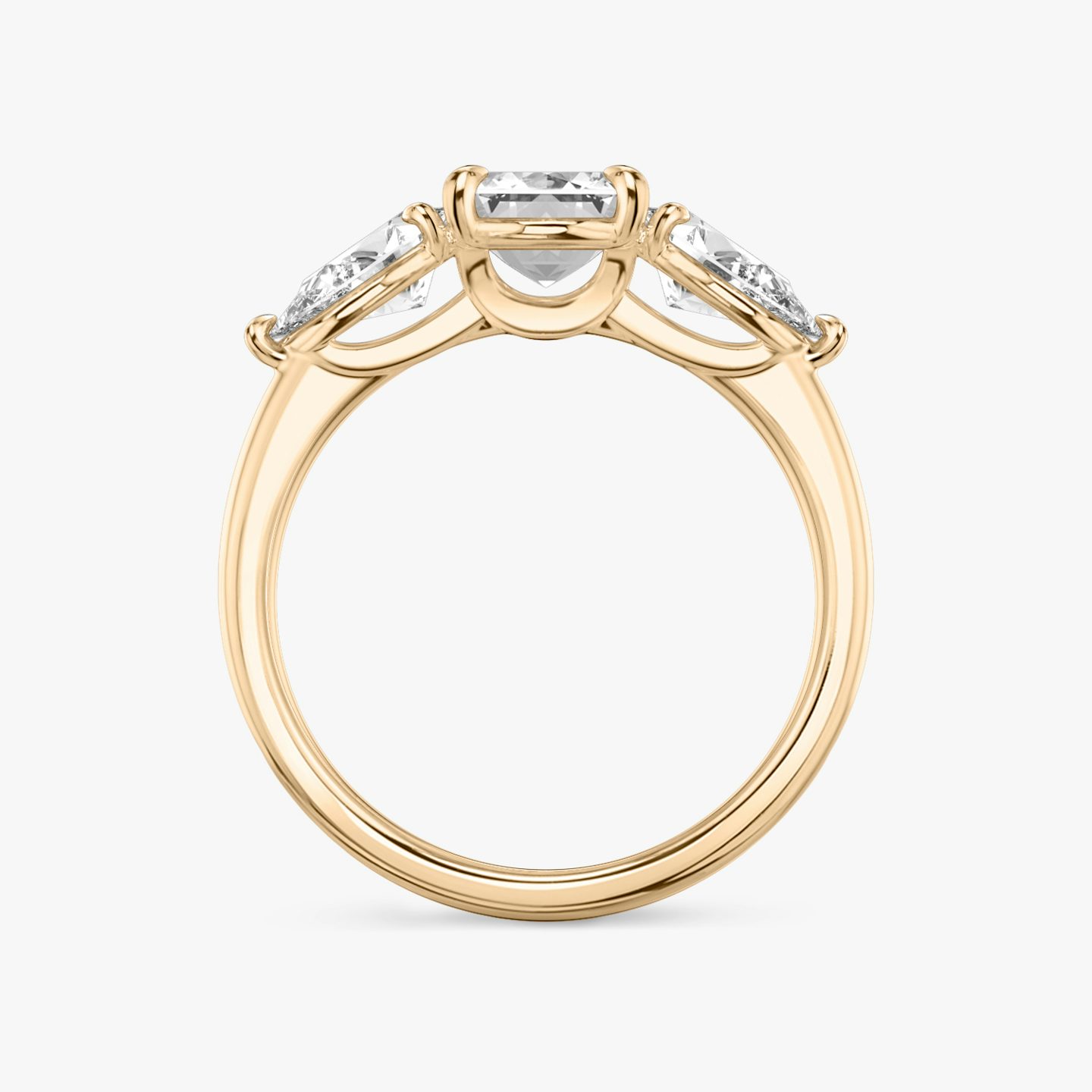 Three Stone | Emerald | 14k | Roségold | bandAccent: Ohne Pavé-Besatz | sideStoneCarat: 0.50ct | sideStoneShape: Tropfen | diamondOrientation: vertical | caratWeight: other