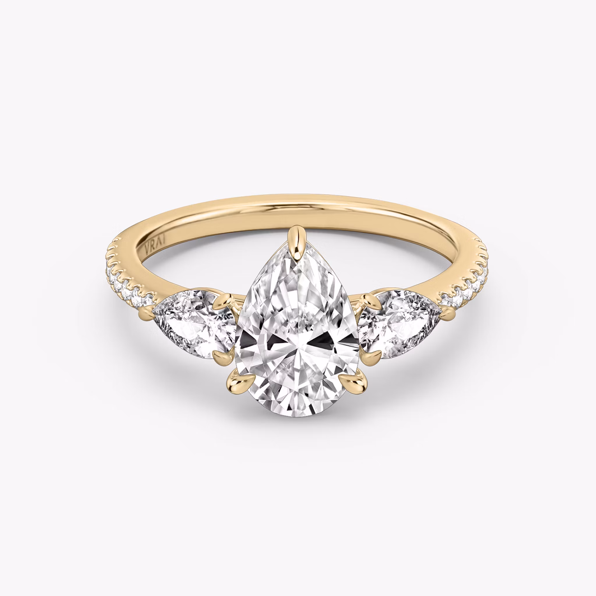 Three Stone Pear | Rose Gold