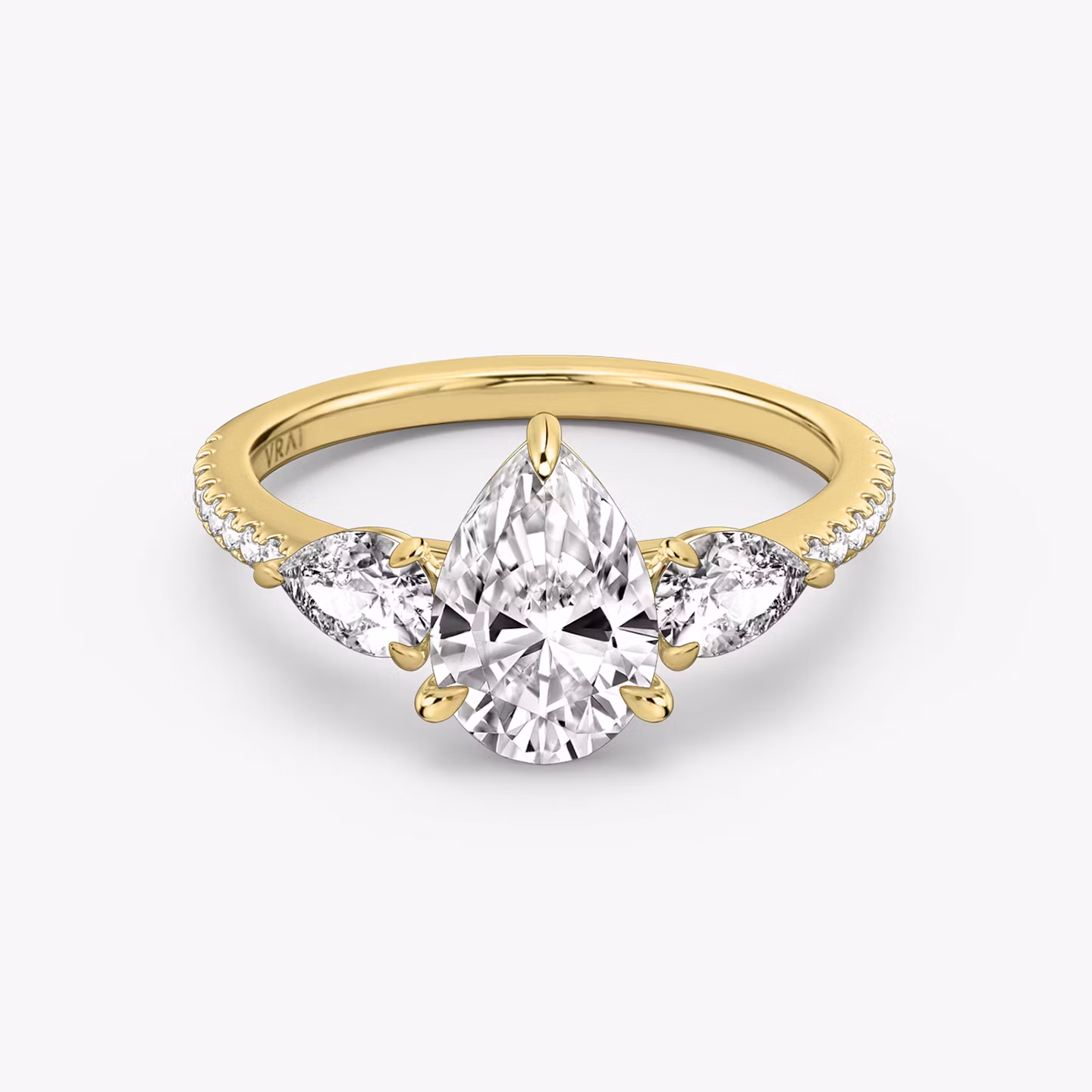 The Three Stone Pear | Yellow Gold