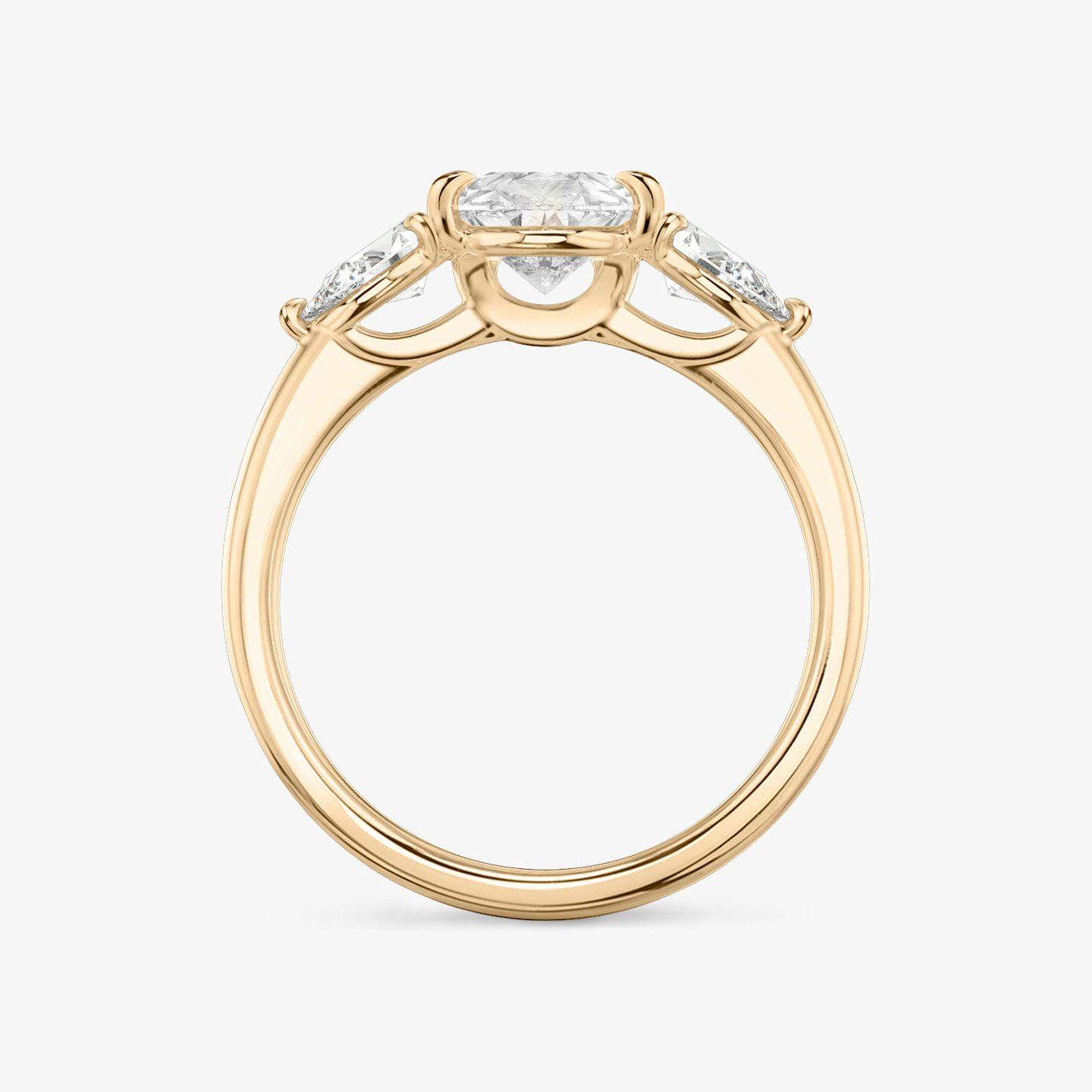 The Three Stone | Pear | 14k | Rose Gold | bandAccent: Plain | sideStoneCarat: 0.25ct | sideStoneShape: Pear | diamondOrientation: vertical | caratWeight: other