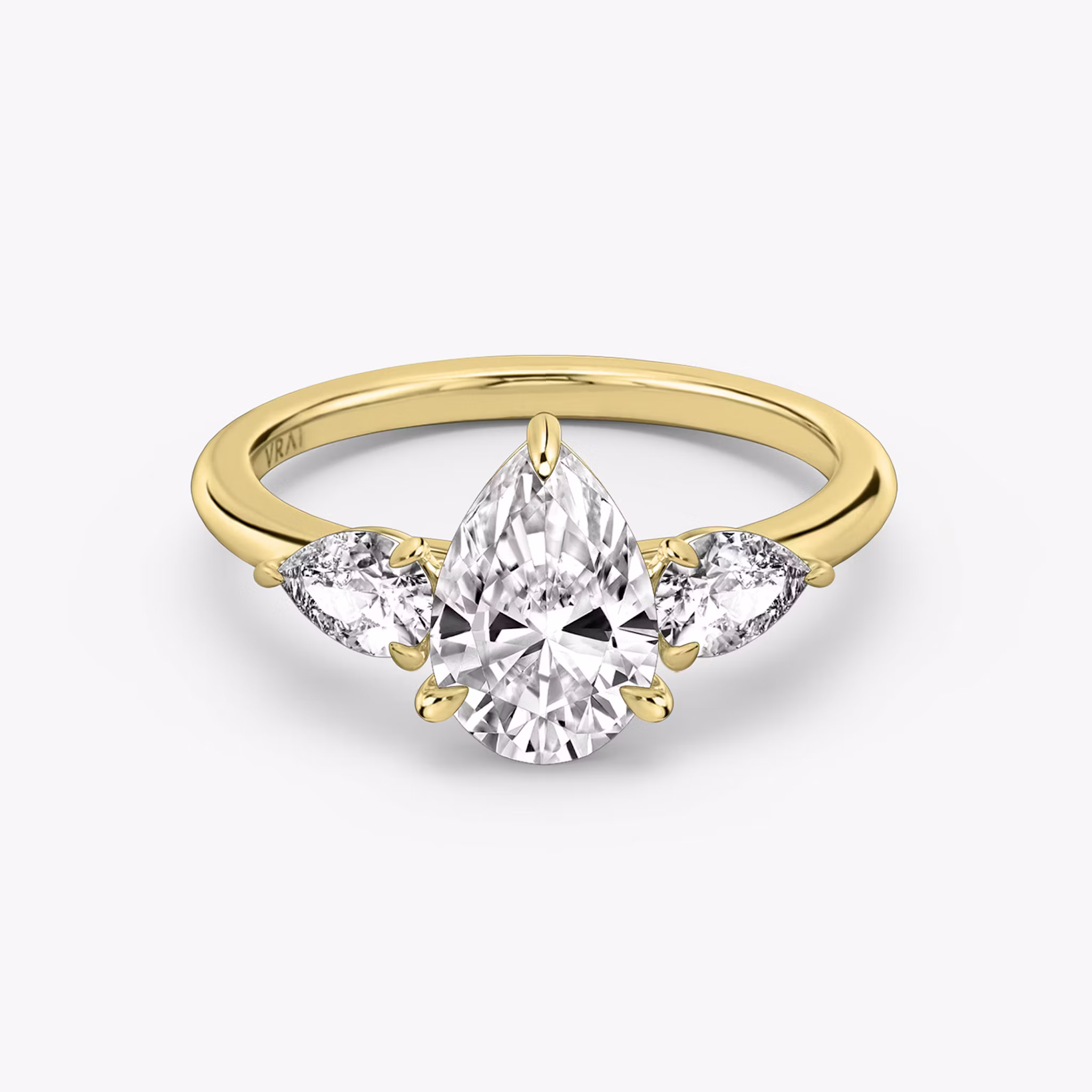 The Three Stone Pear | Yellow Gold