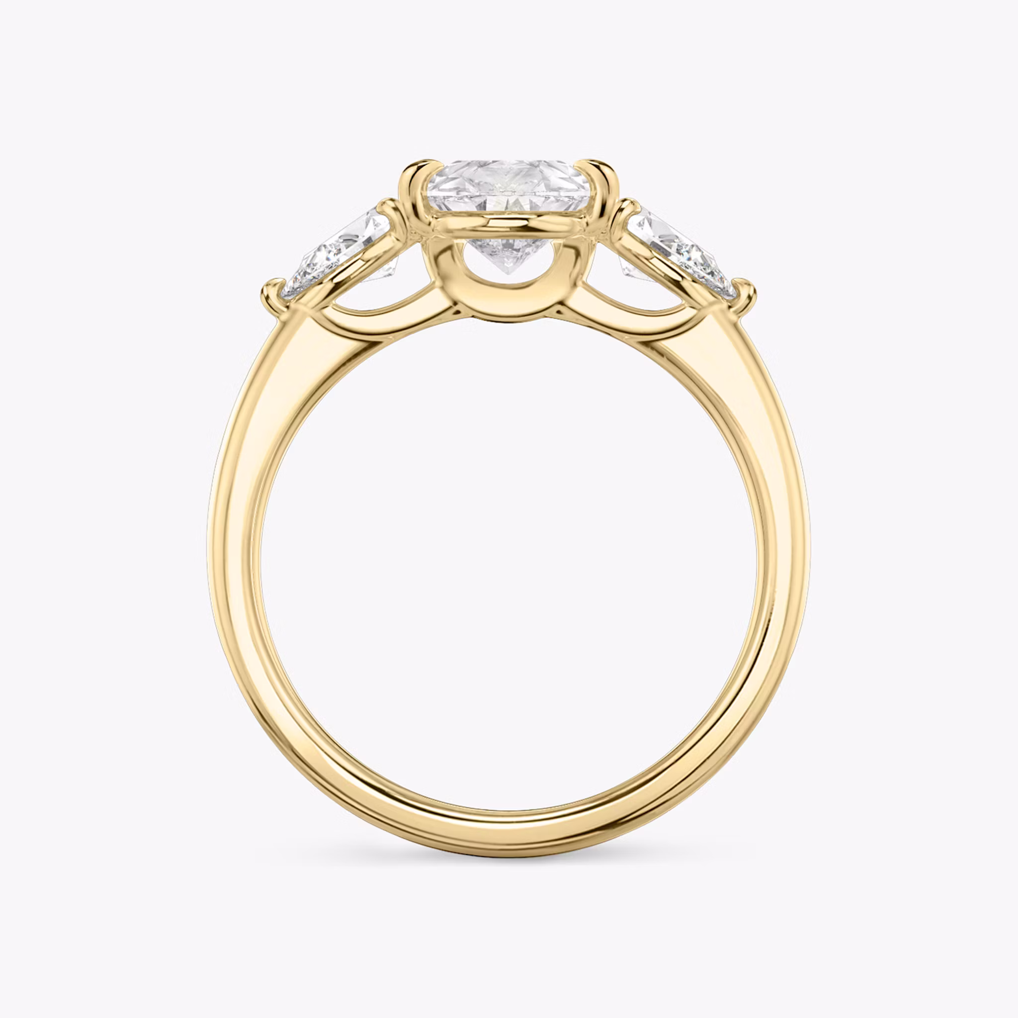 The Three Stone | Pear | 18k | Yellow Gold | bandAccent: Plain | sideStoneCarat: 0.25ct | sideStoneShape: Pear | diamondOrientation: vertical | caratWeight: other