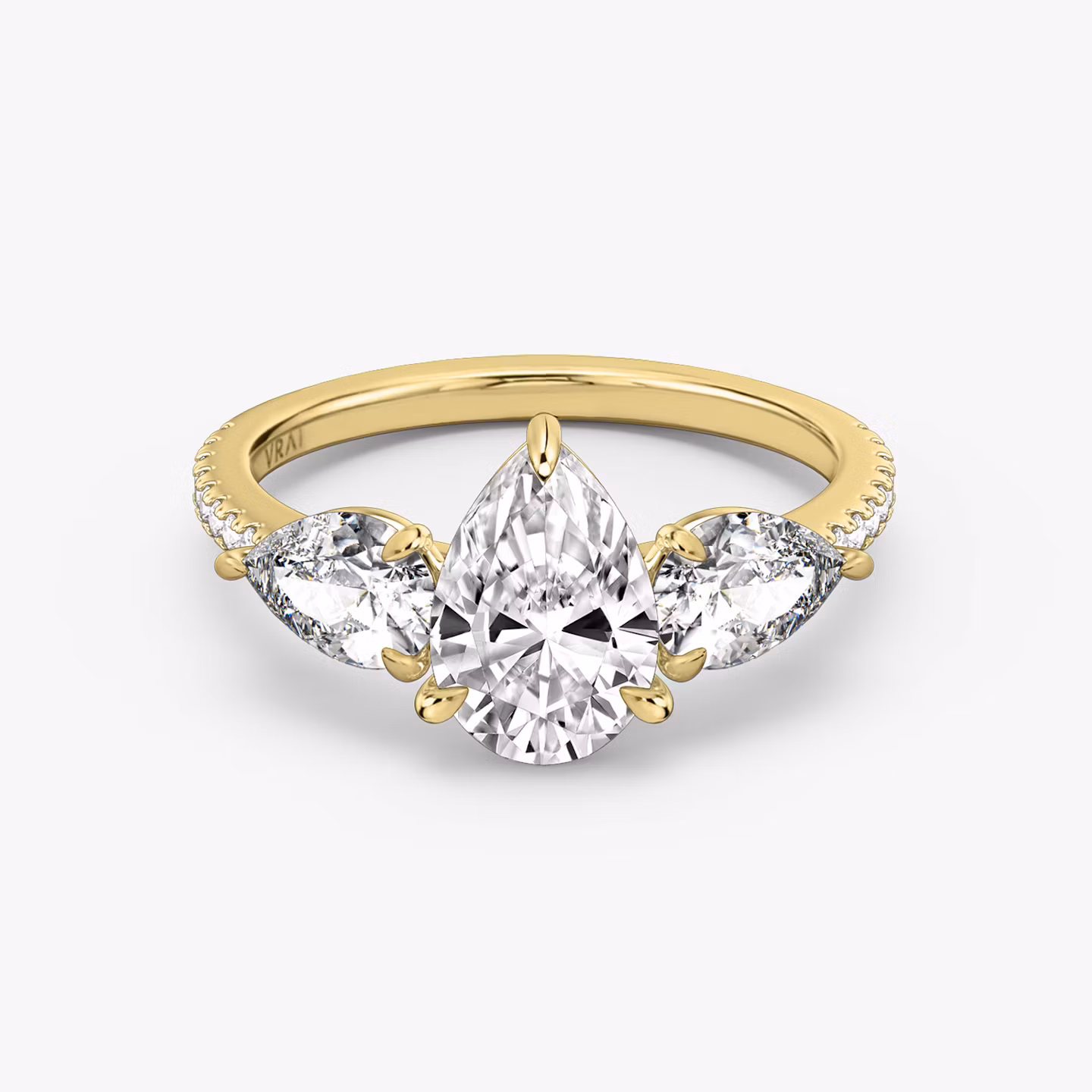 The Three Stone Pear | Yellow Gold
