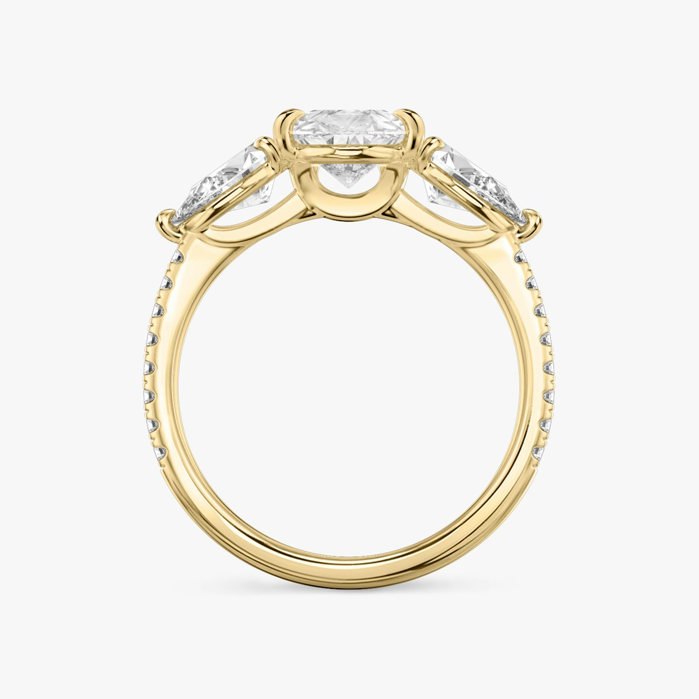 Three Stone | Tropfen | 18k | Gelbgold | bandAccent: Mit Pavé-Besatz | sideStoneCarat: 0.50ct | sideStoneShape: Tropfen | diamondOrientation: vertical | caratWeight: other
