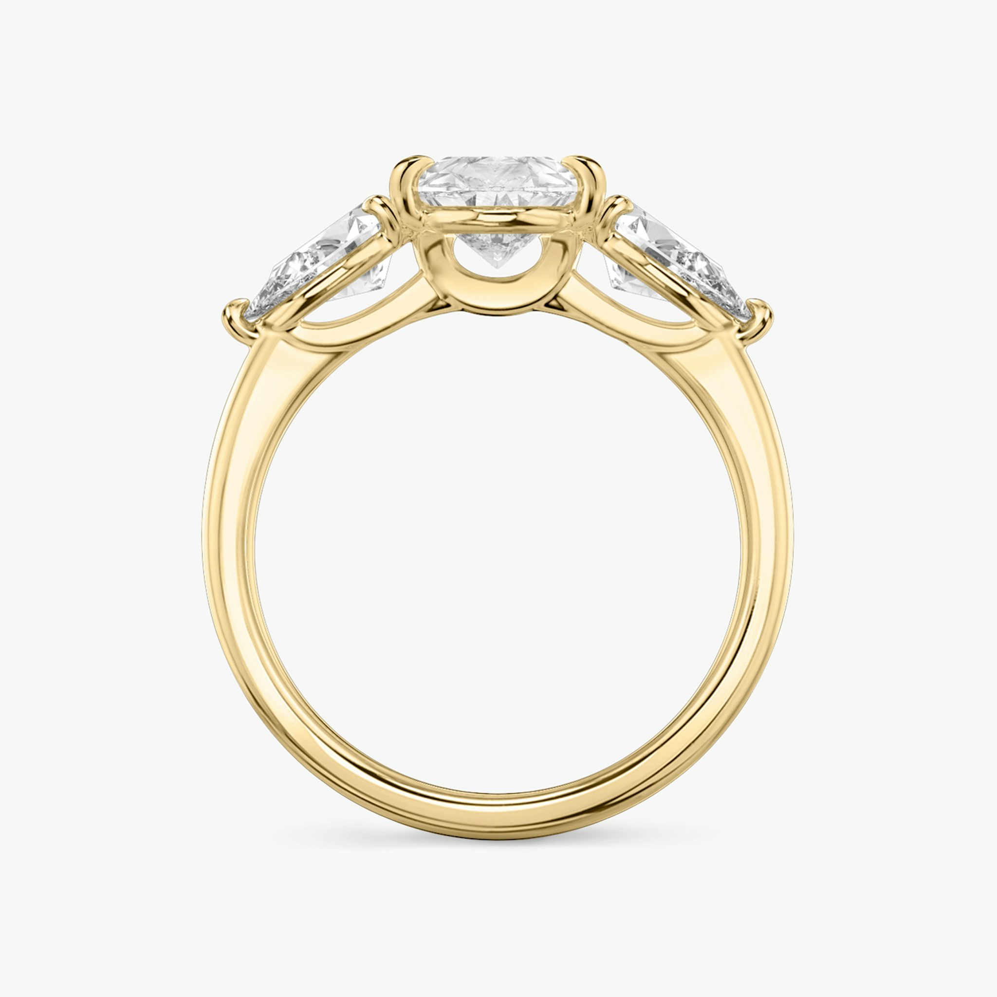 The Three Stone | Pear | 18k | Yellow Gold | bandAccent: Plain | sideStoneCarat: 0.50ct | sideStoneShape: Pear | diamondOrientation: vertical | caratWeight: other