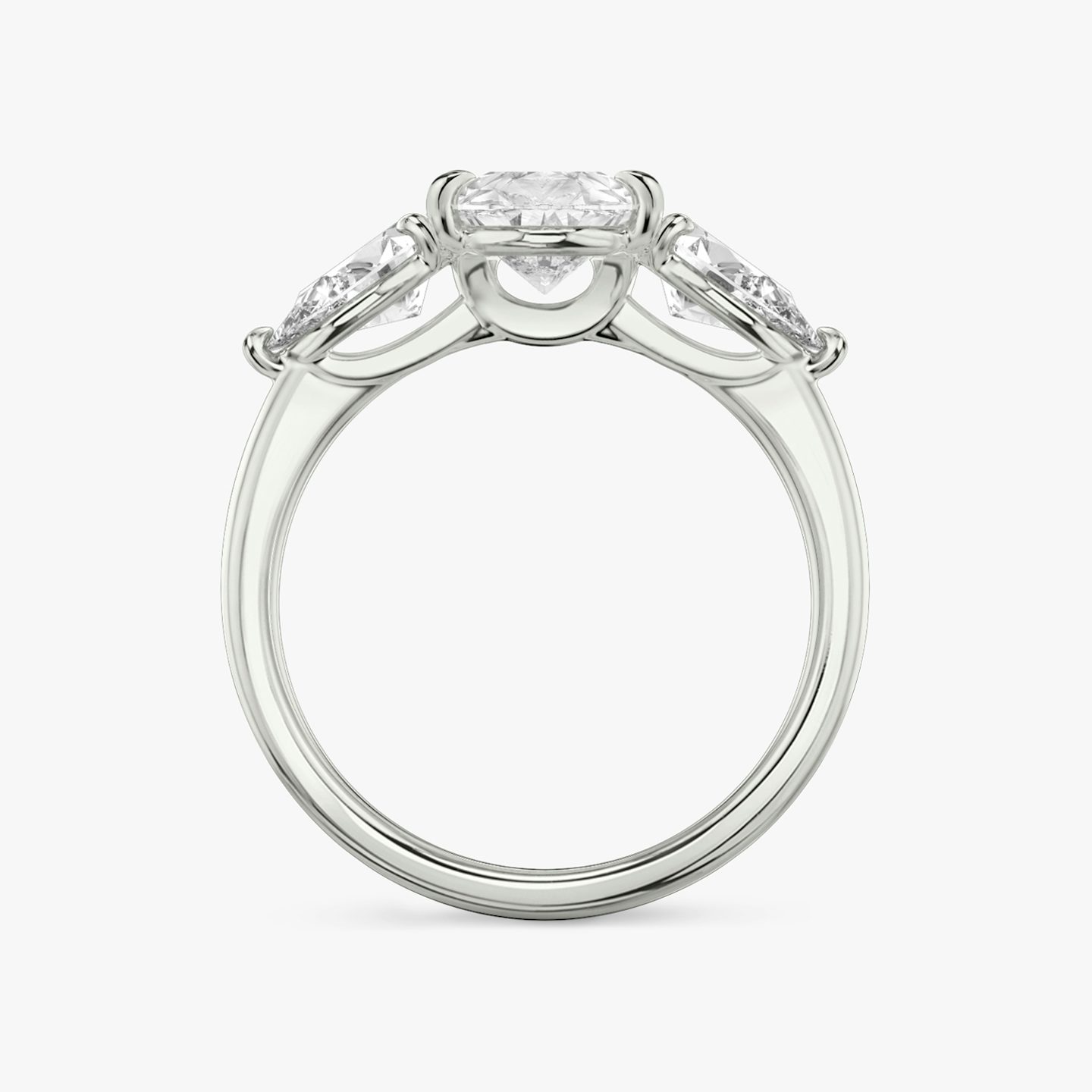 The Three Stone | Pear | Platinum | bandAccent: Plain | sideStoneCarat: 0.50ct | sideStoneShape: Pear | diamondOrientation: vertical | caratWeight: other