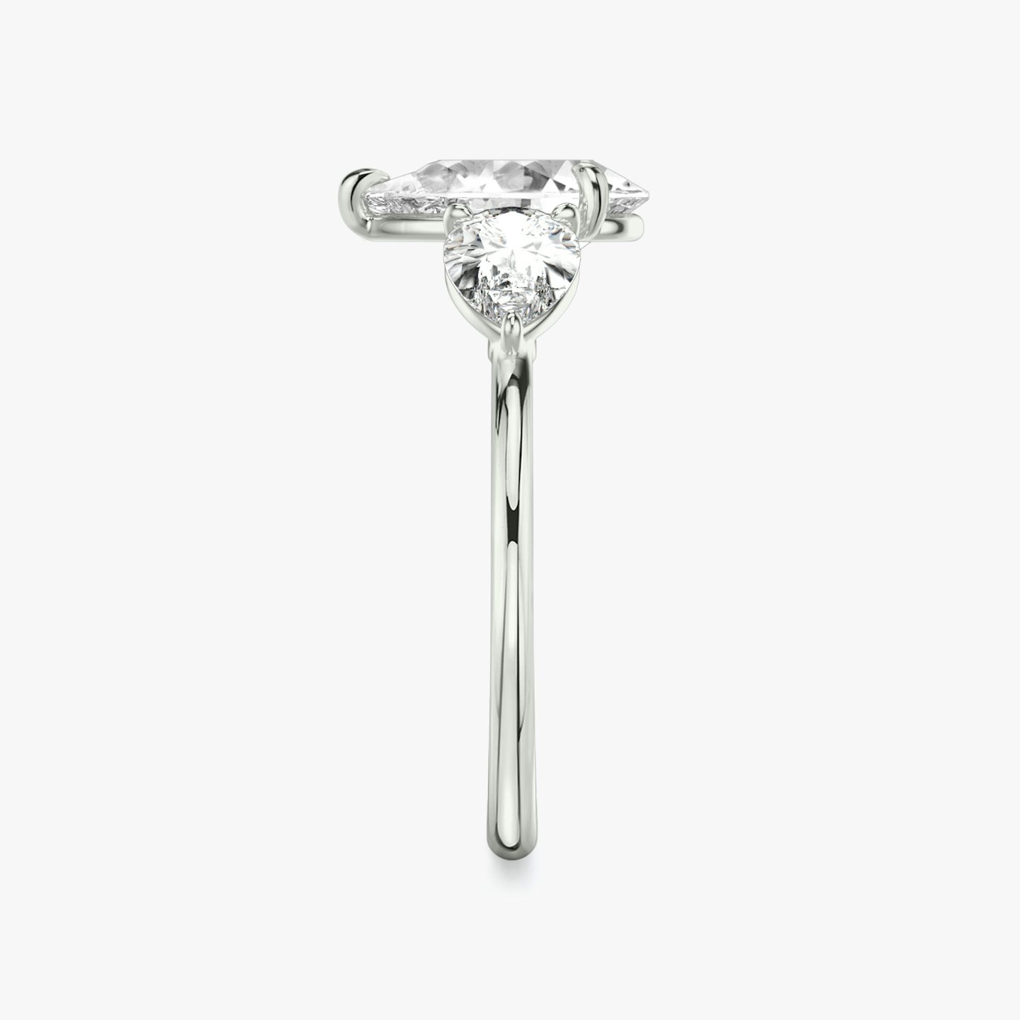 The Three Stone | Pear | Platinum | bandAccent: Plain | sideStoneCarat: 0.50ct | sideStoneShape: Pear | diamondOrientation: vertical | caratWeight: other