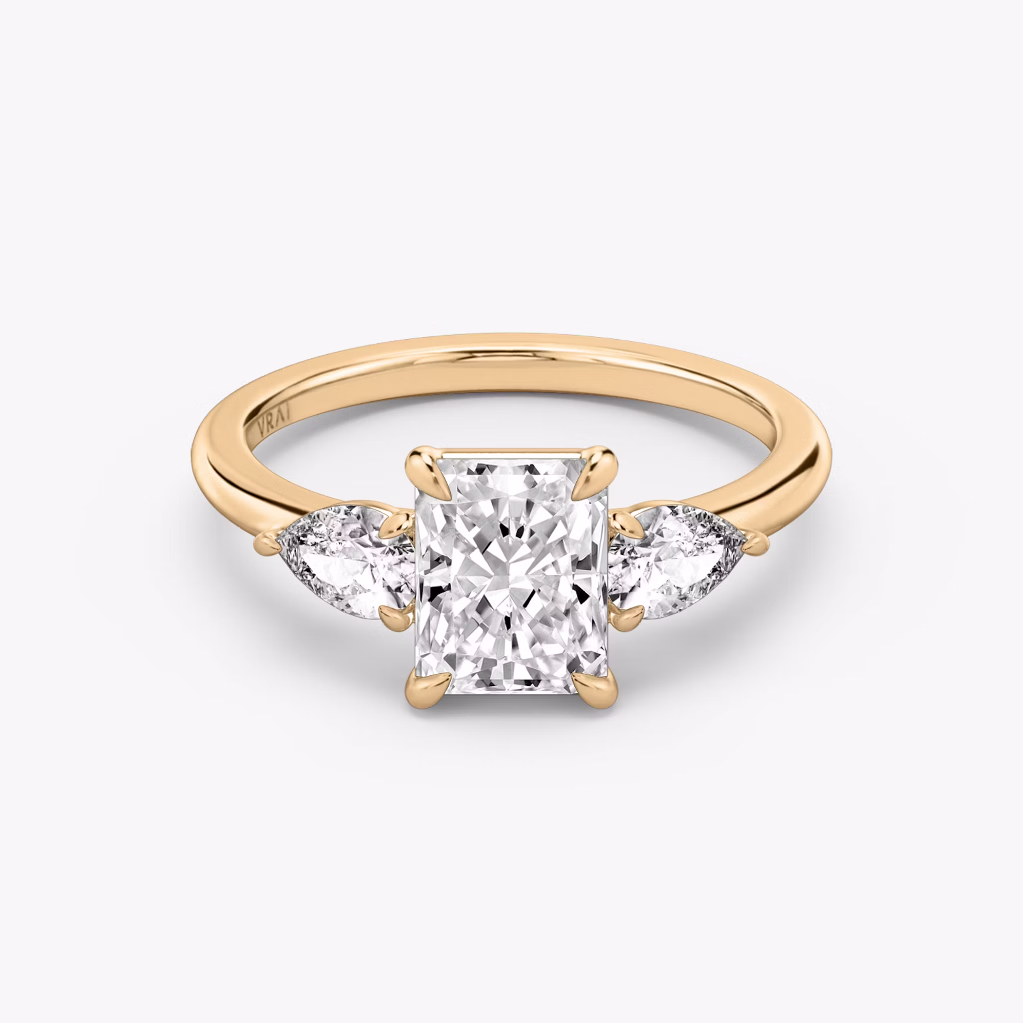 The Three Stone Radiant | Rose Gold