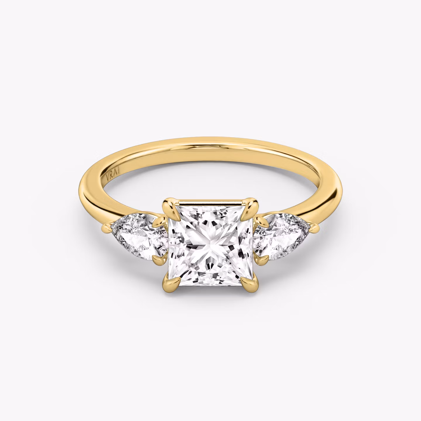 The Three Stone Princess | Yellow Gold