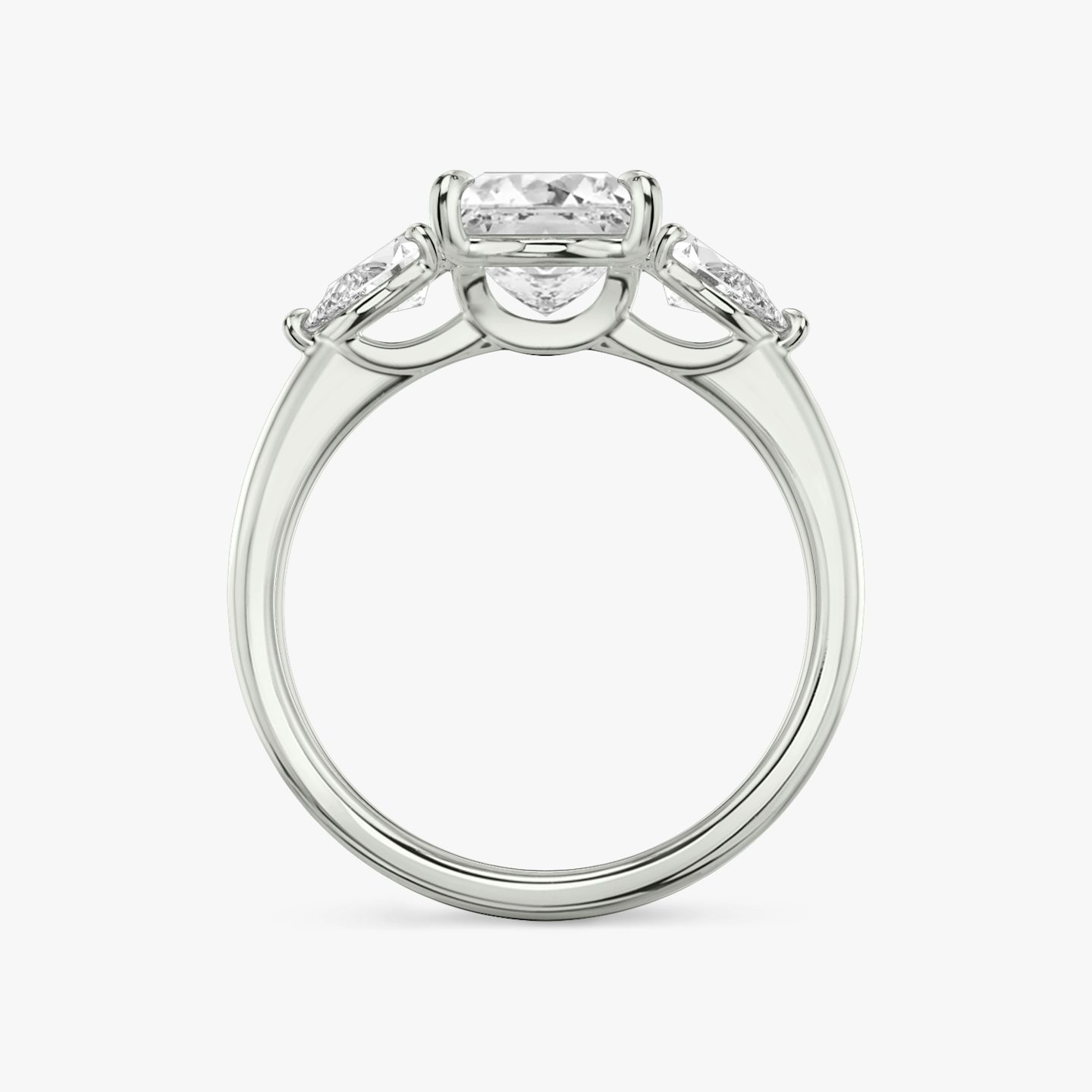 The Three Stone | Princess | Platinum | bandAccent: Plain | sideStoneCarat: 0.25ct | sideStoneShape: Pear | diamondOrientation: vertical | caratWeight: other