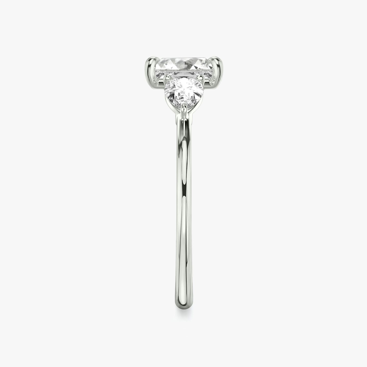 The Three Stone | Princess | Platinum | bandAccent: Plain | sideStoneCarat: 0.25ct | sideStoneShape: Pear | diamondOrientation: vertical | caratWeight: other