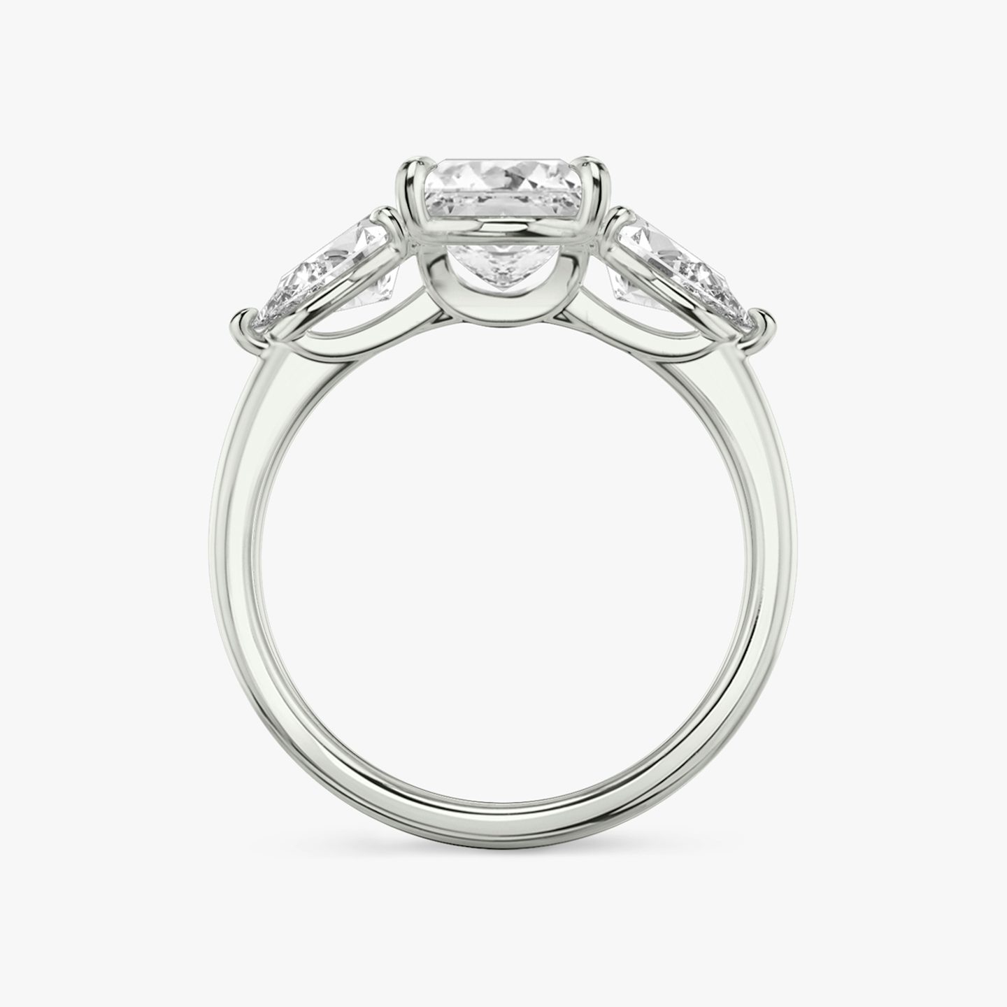 Three Stone | princess | platinum | bandAccent: plain | sideStoneCarat: 0.50ct | sideStoneShape: pear | diamondOrientation: vertical | caratWeight: other