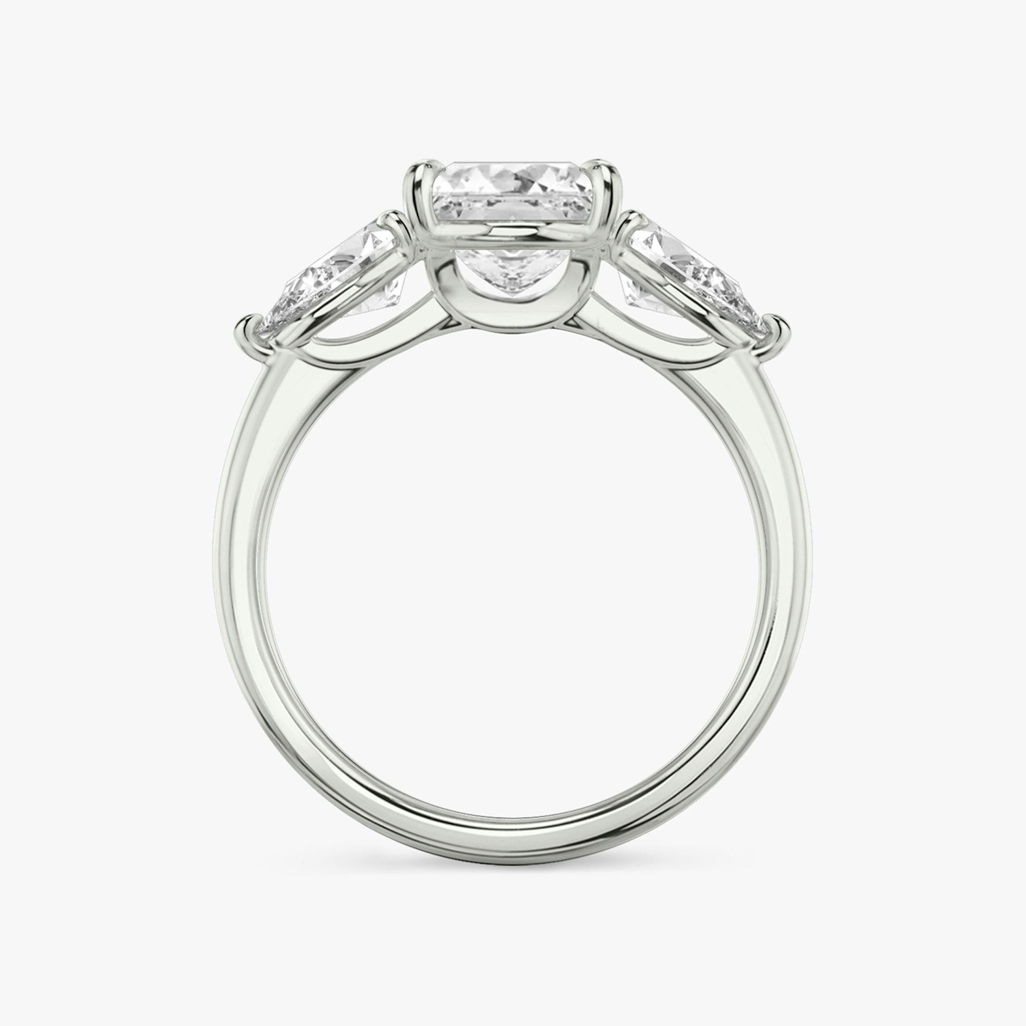 The Three Stone | Princess | 18k | White Gold | bandAccent: Plain | sideStoneCarat: 0.50ct | sideStoneShape: Pear | diamondOrientation: vertical | caratWeight: other